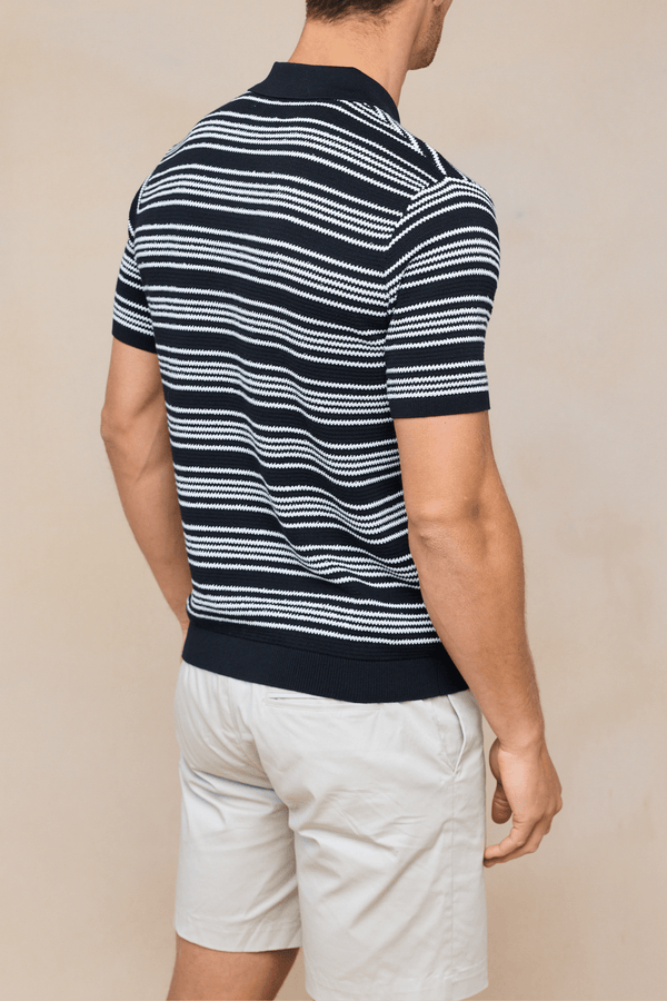 Aldo katoenen gebreide polo - Zwart/Ecru