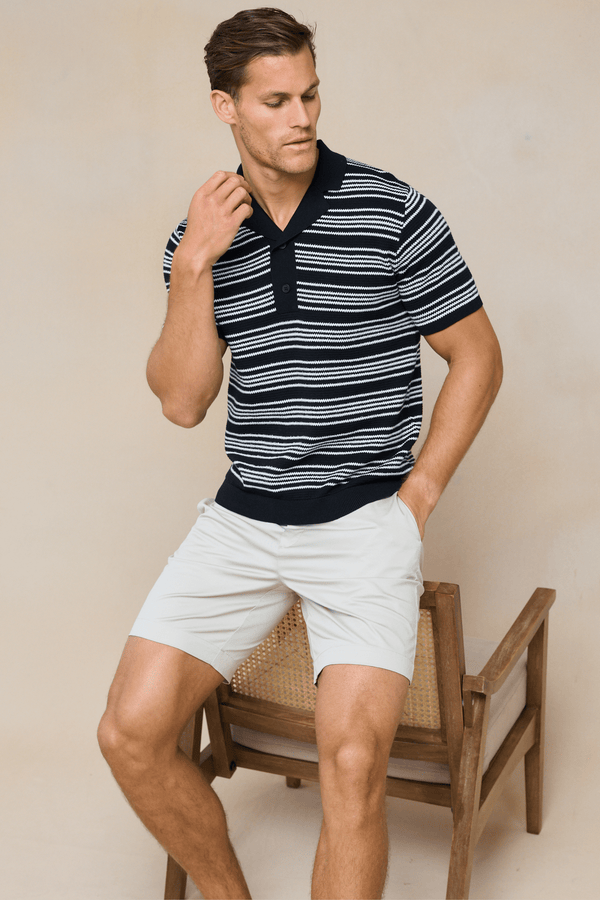 Aldo katoenen gebreide polo - Zwart/Ecru