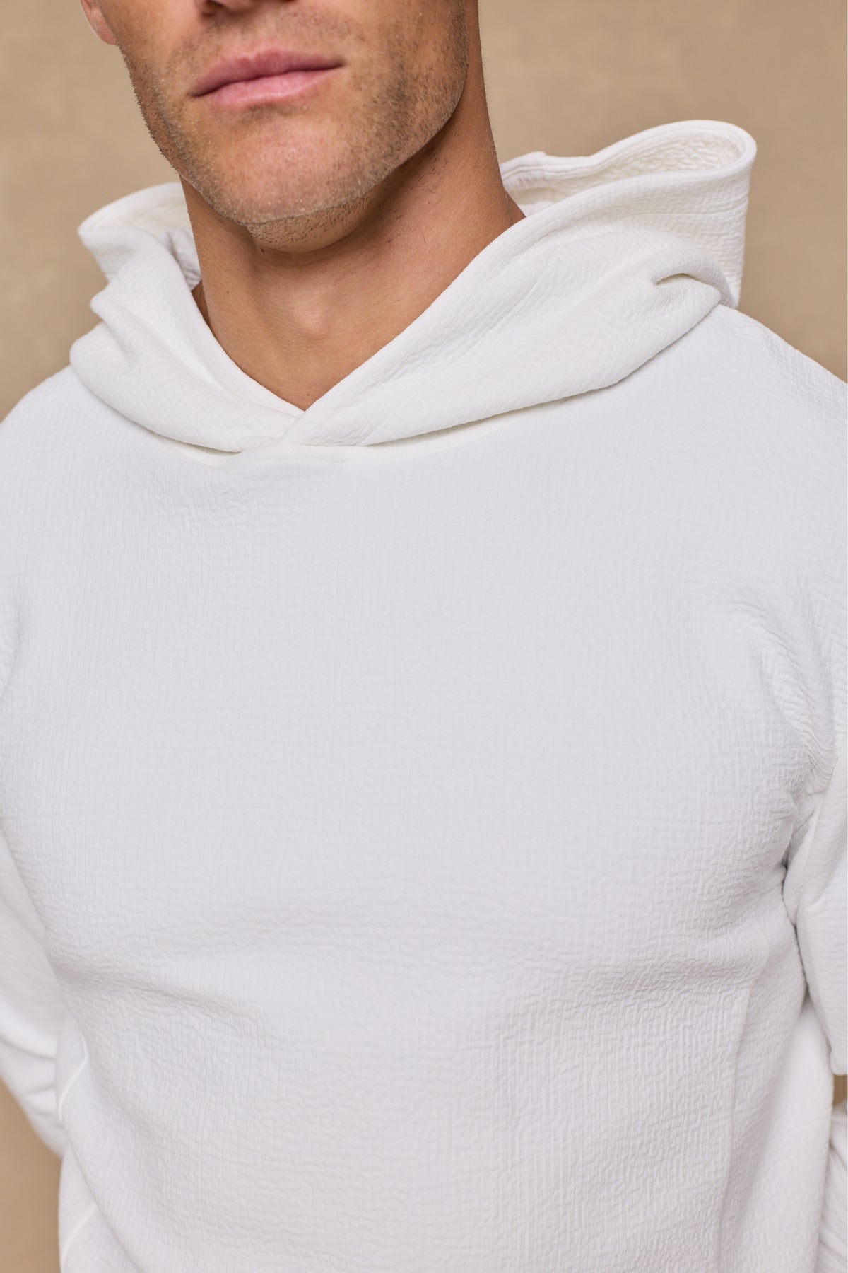 Zarco hoodie van gekreukeld jersey - Ivoor