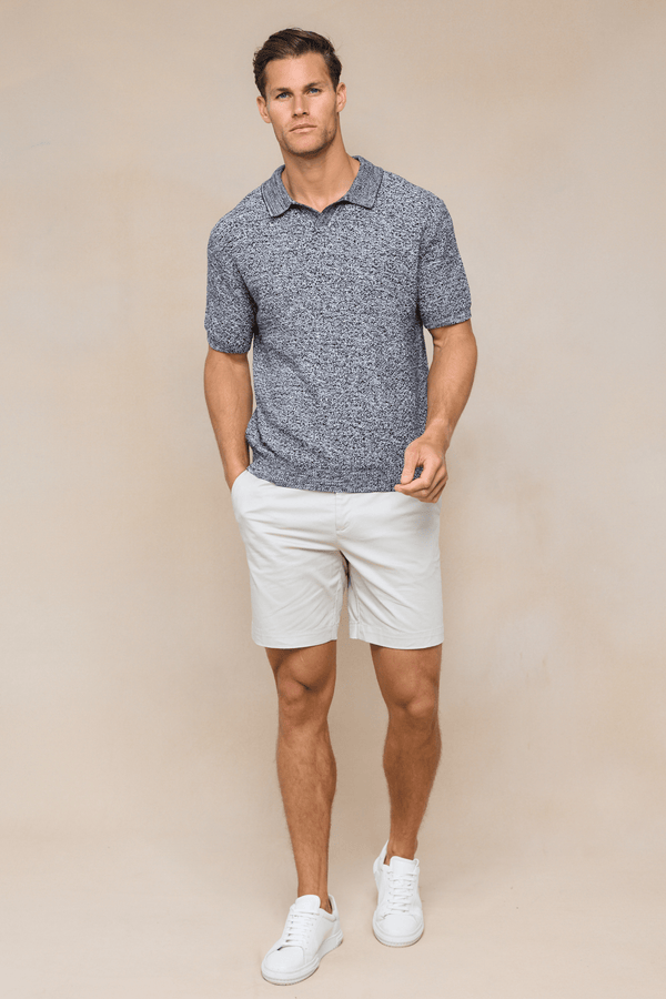 Rapha katoenen gebreide polo - grijs gemêleerd