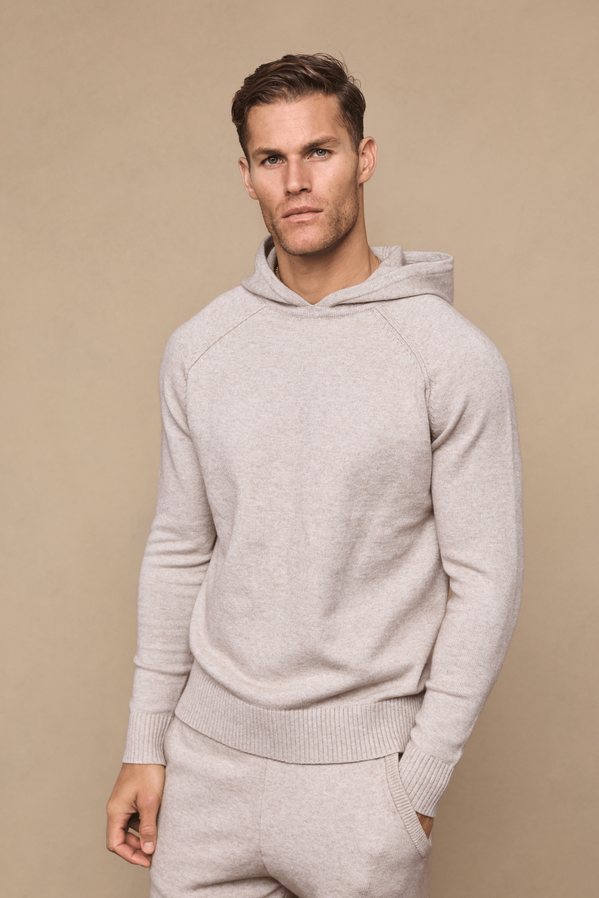 Rowan gebreide hoodie - Havermout