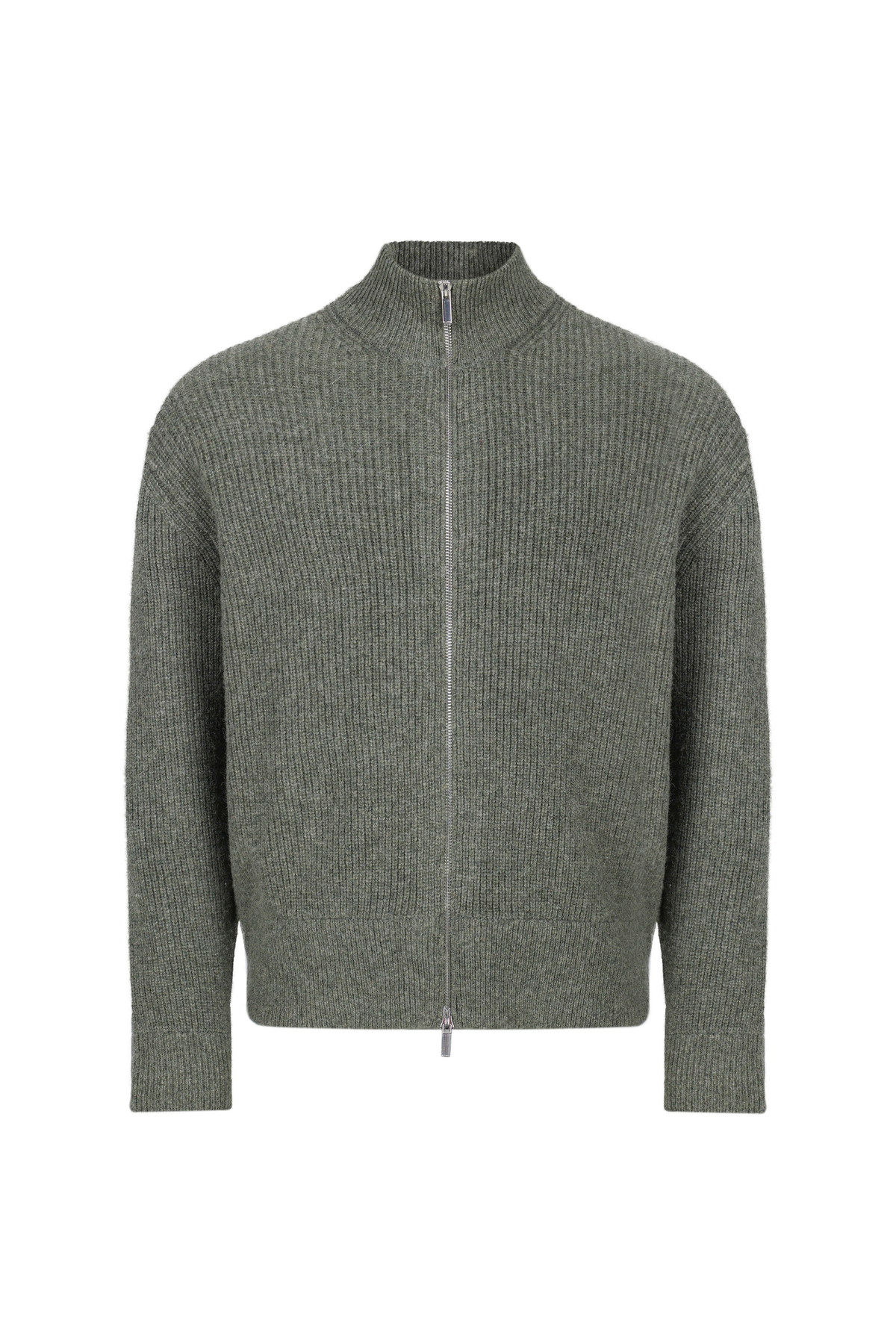 Seb Zip Thru Rib Knit Bomber - Sage Green
