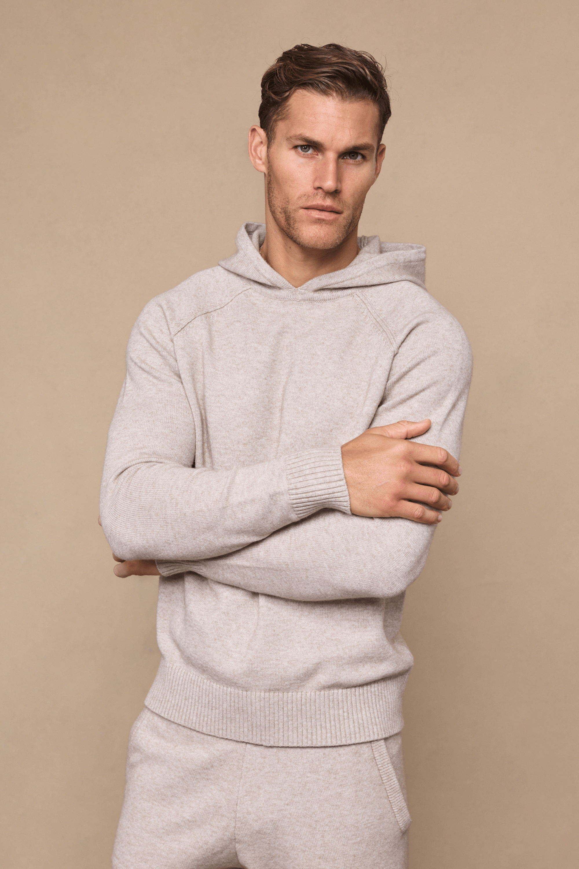 Rowan gebreide hoodie - Havermout