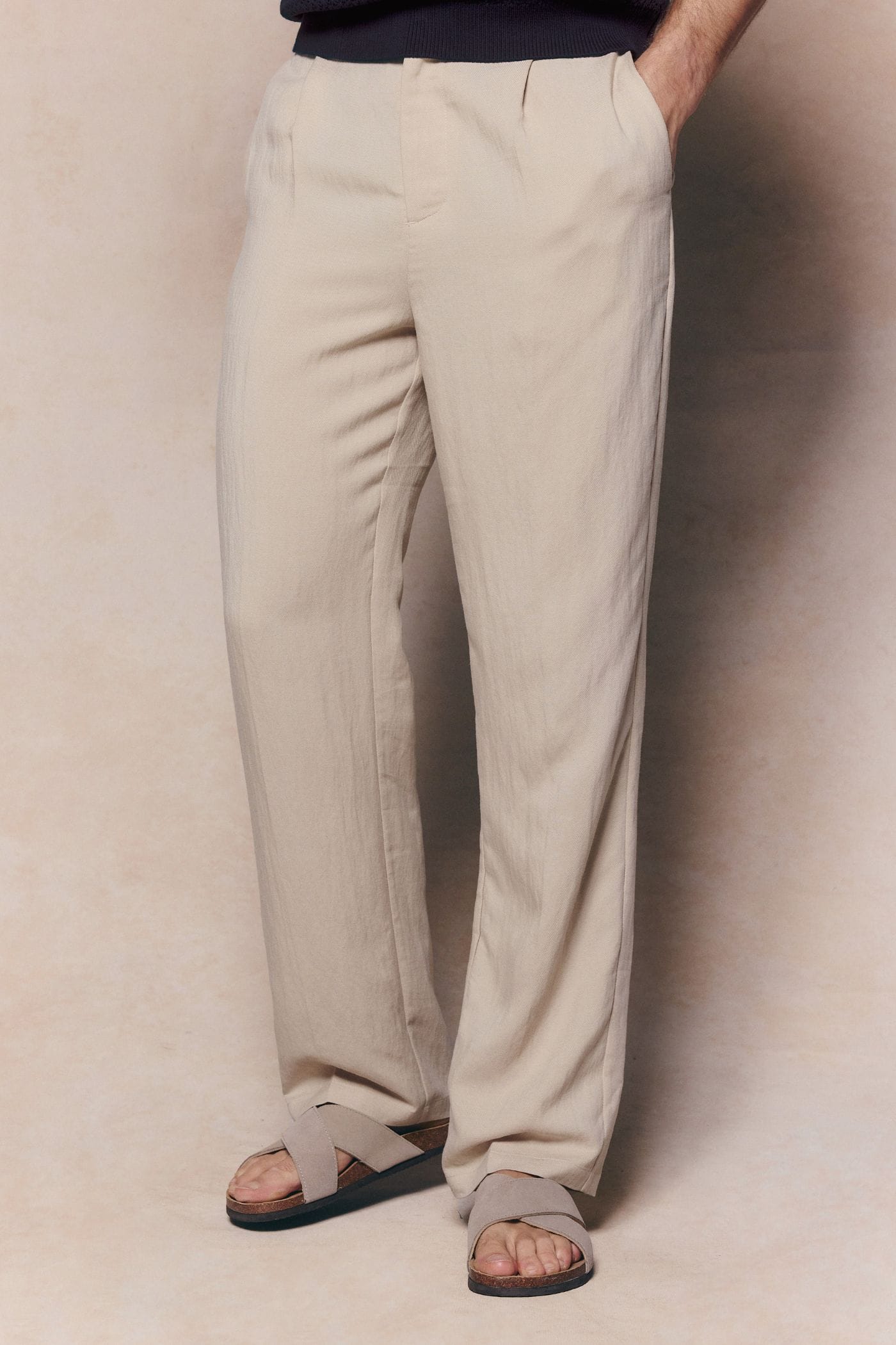 Helio geplooide relaxte broek - beige