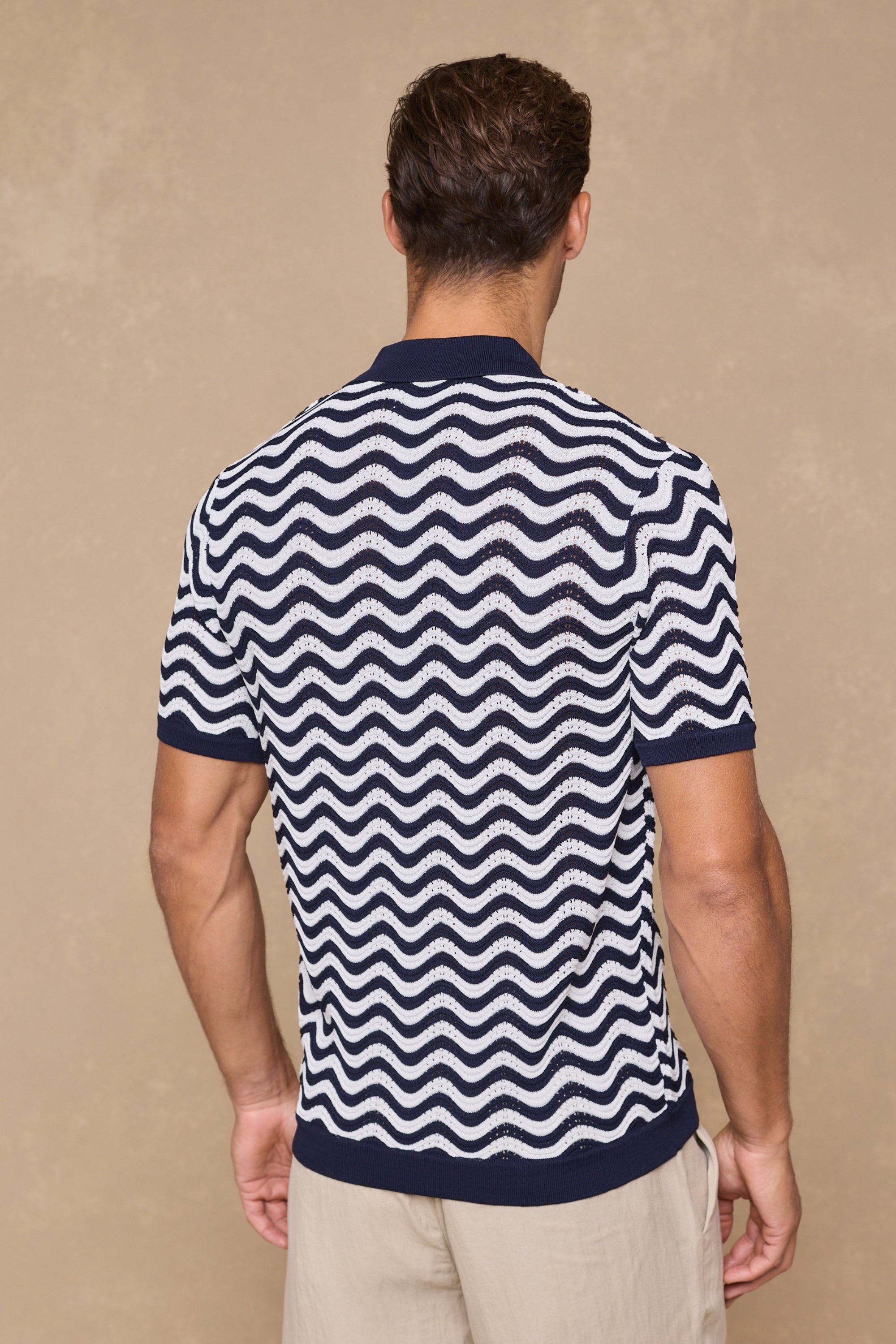Serenita Knitted Shirt - Ecru/Navy