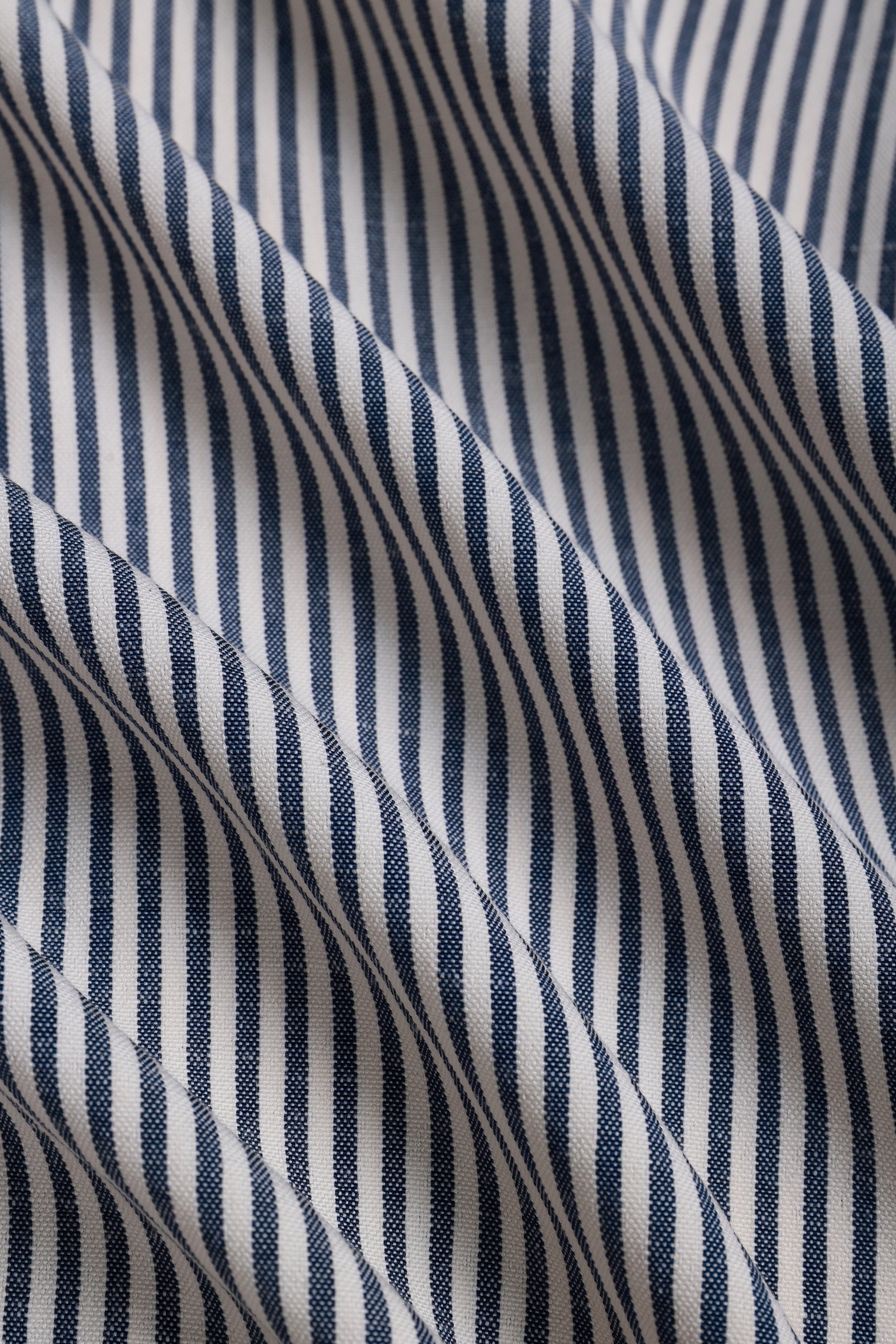 Abili gestreept katoenen shirt - Ecru/Marineblauw