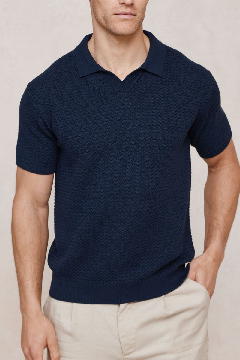 Rapha katoenen gebreide polo - marineblauw