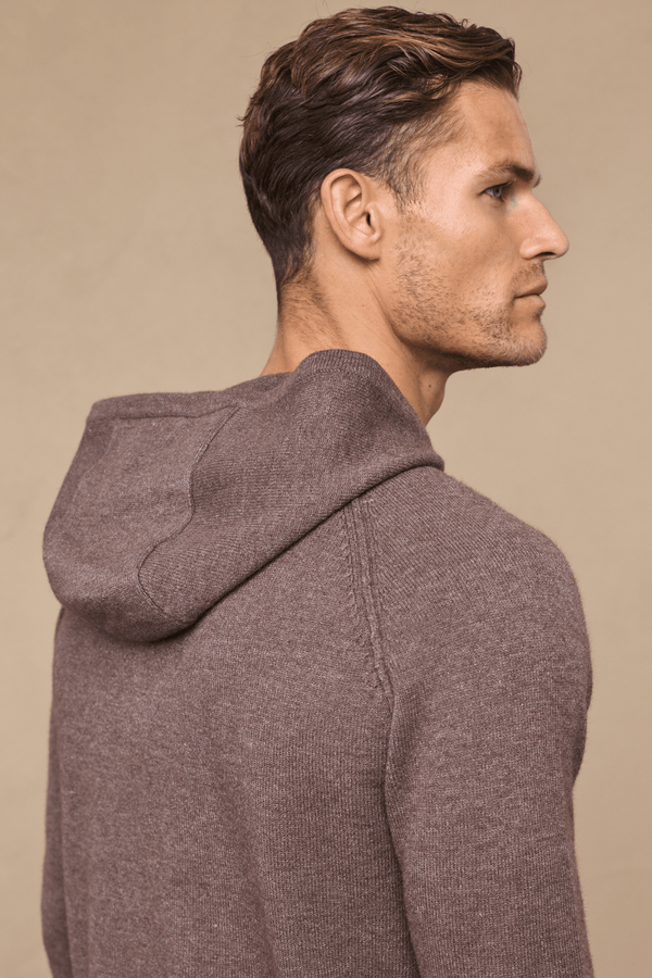 Rowan gebreide hoodie - bruin gemêleerd