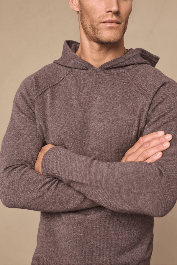 Rowan gebreide hoodie - bruin gemêleerd