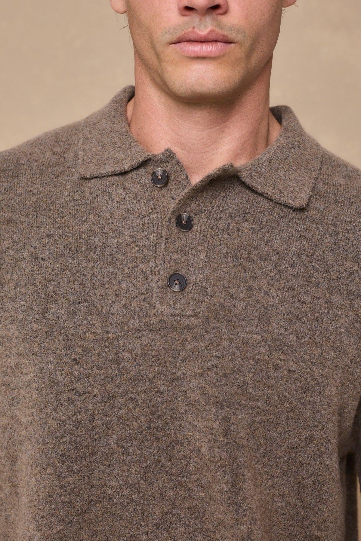 Otto Long Sleeve Polo - Brown Marl