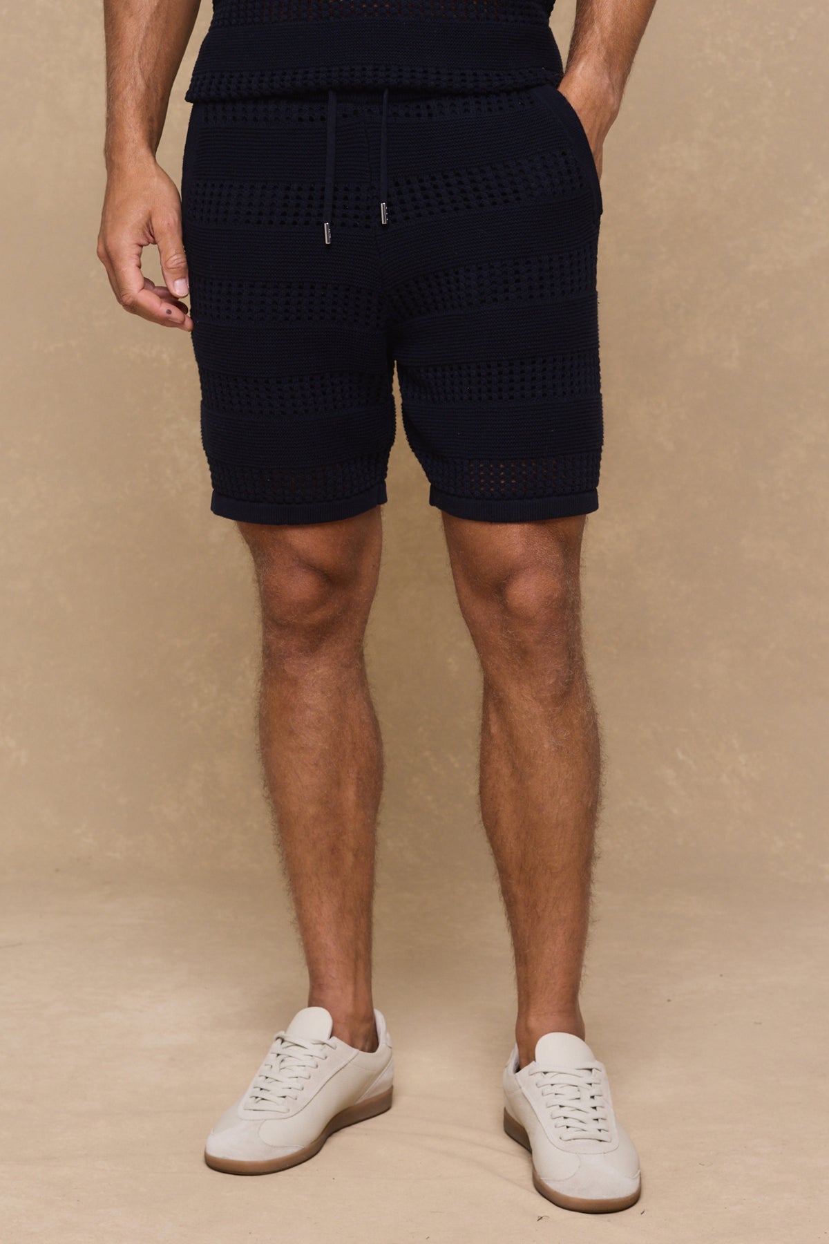 Frattina gehaakte korte broek - Marineblauw