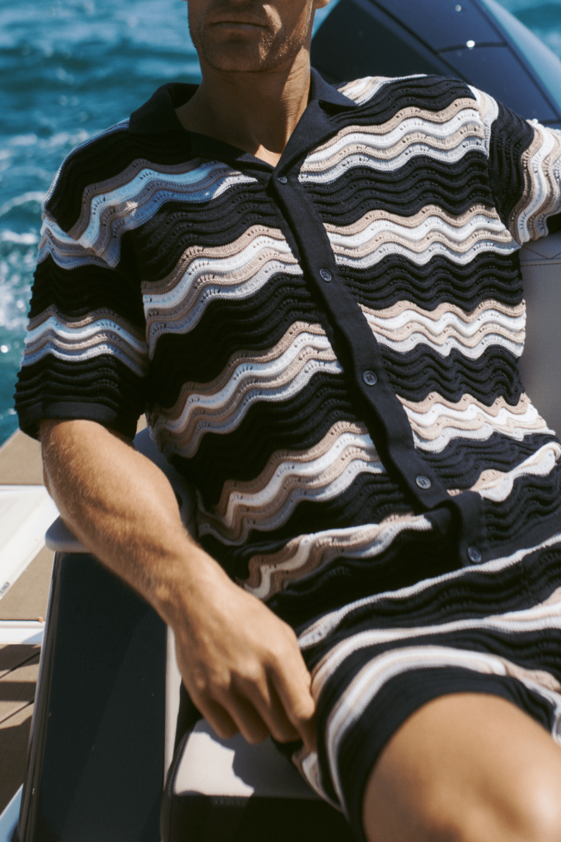 Primavera gehaakt gebreid shirt - Zwart/Bruin