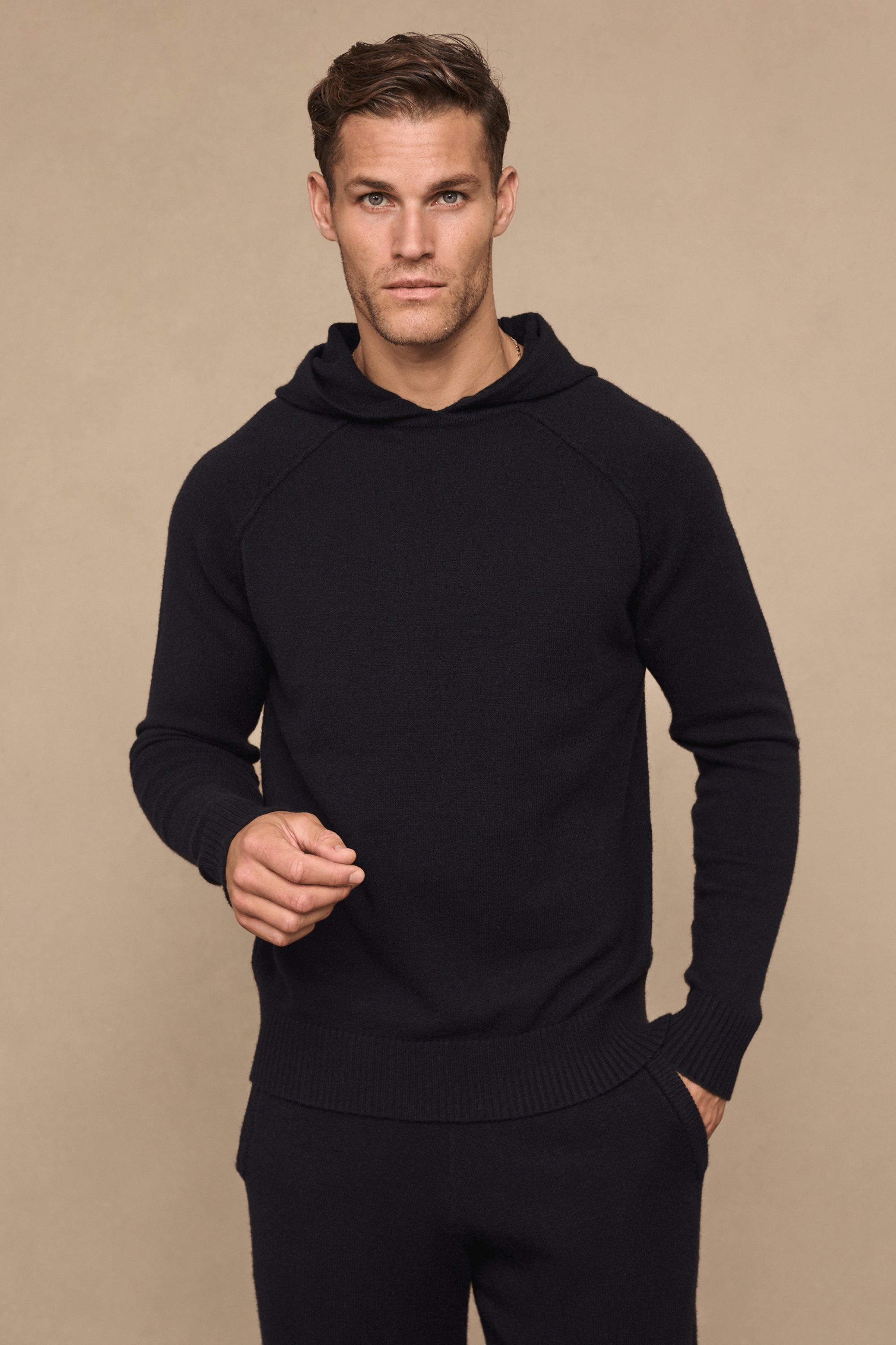 Rowan gebreide hoodie - zwart