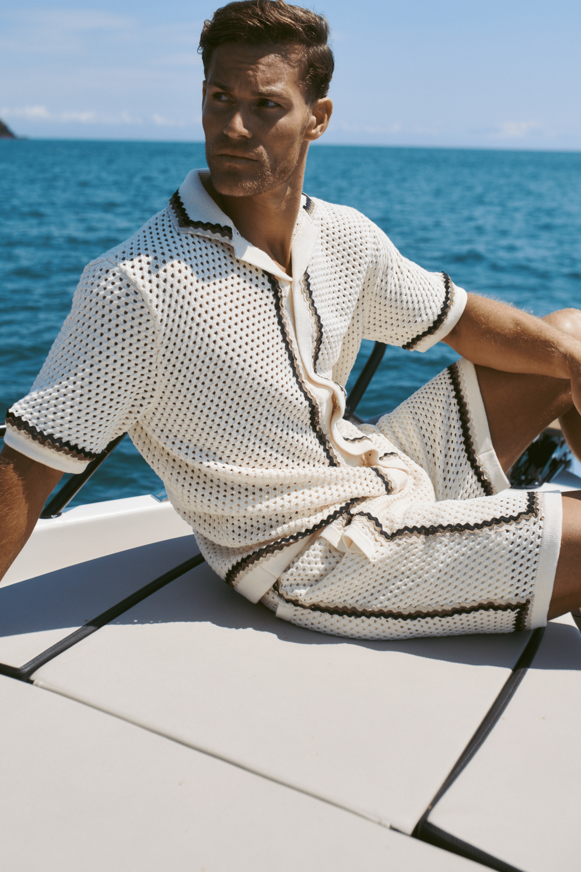 Marconi Gehaakt Gebreid Overhemd - Ecru