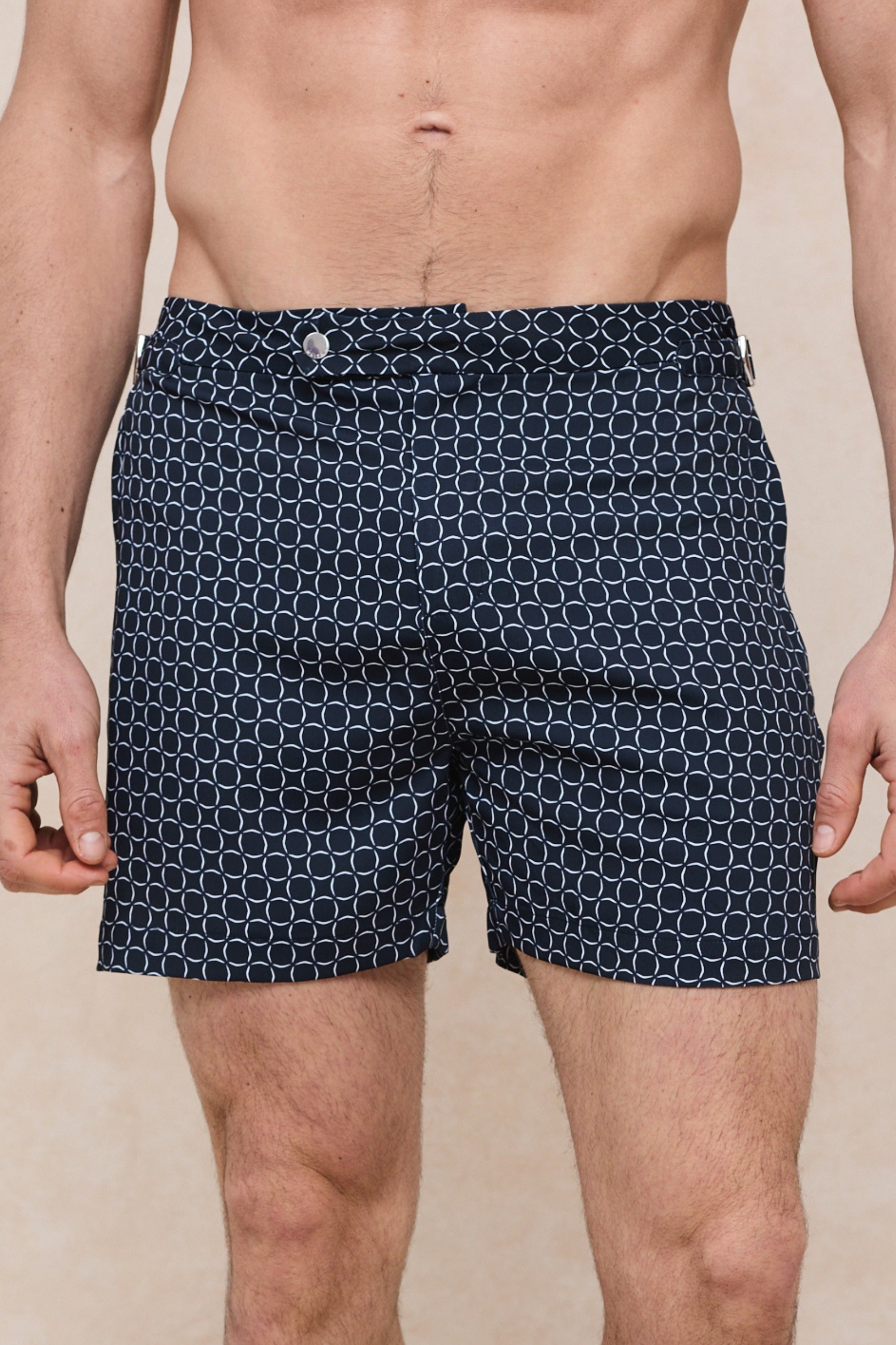 Ifni getailleerde zwembroek met verstelbare bandjes - Marineblauw/Ecru