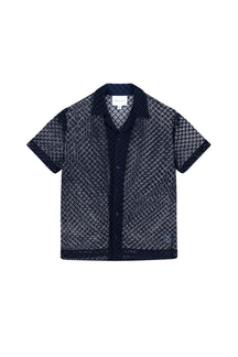 Marcelo Short Sleeve Lace Shirt - Navy