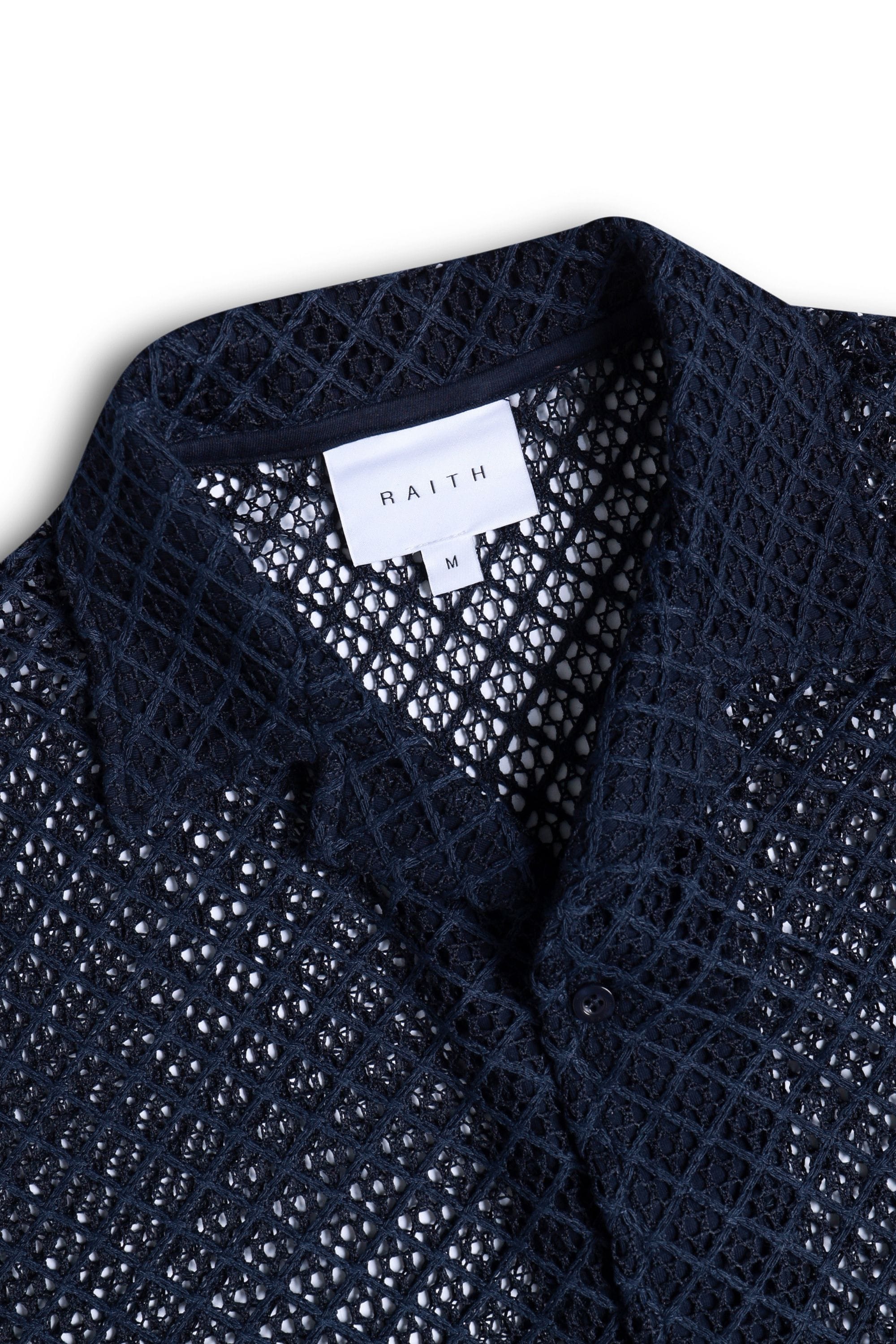 Marcelo overhemd met korte mouwen en kant - Marineblauw