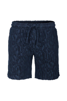 Fausto korte broek met fluweelachtige badstof - marineblauw