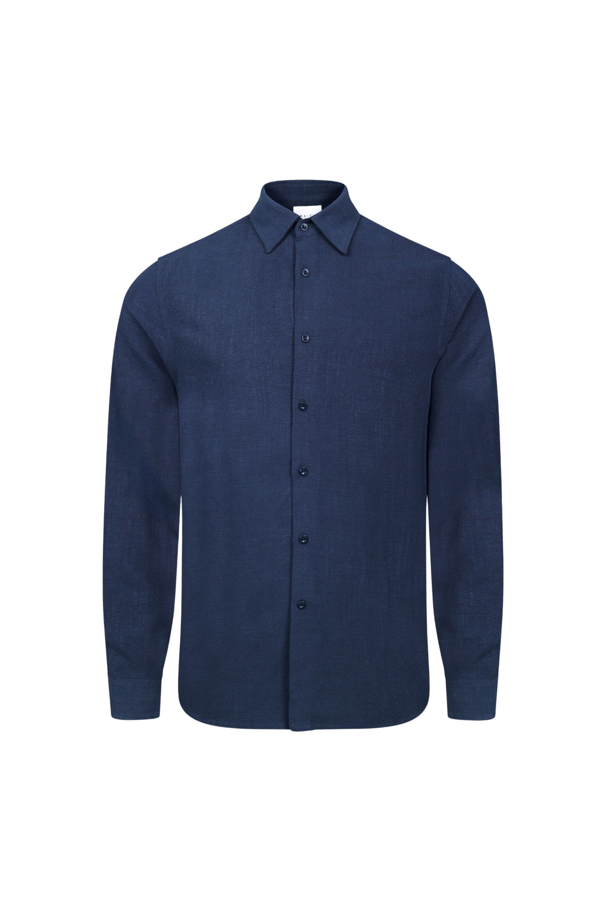 Cami linnen overhemd met klassieke kraag - marineblauw