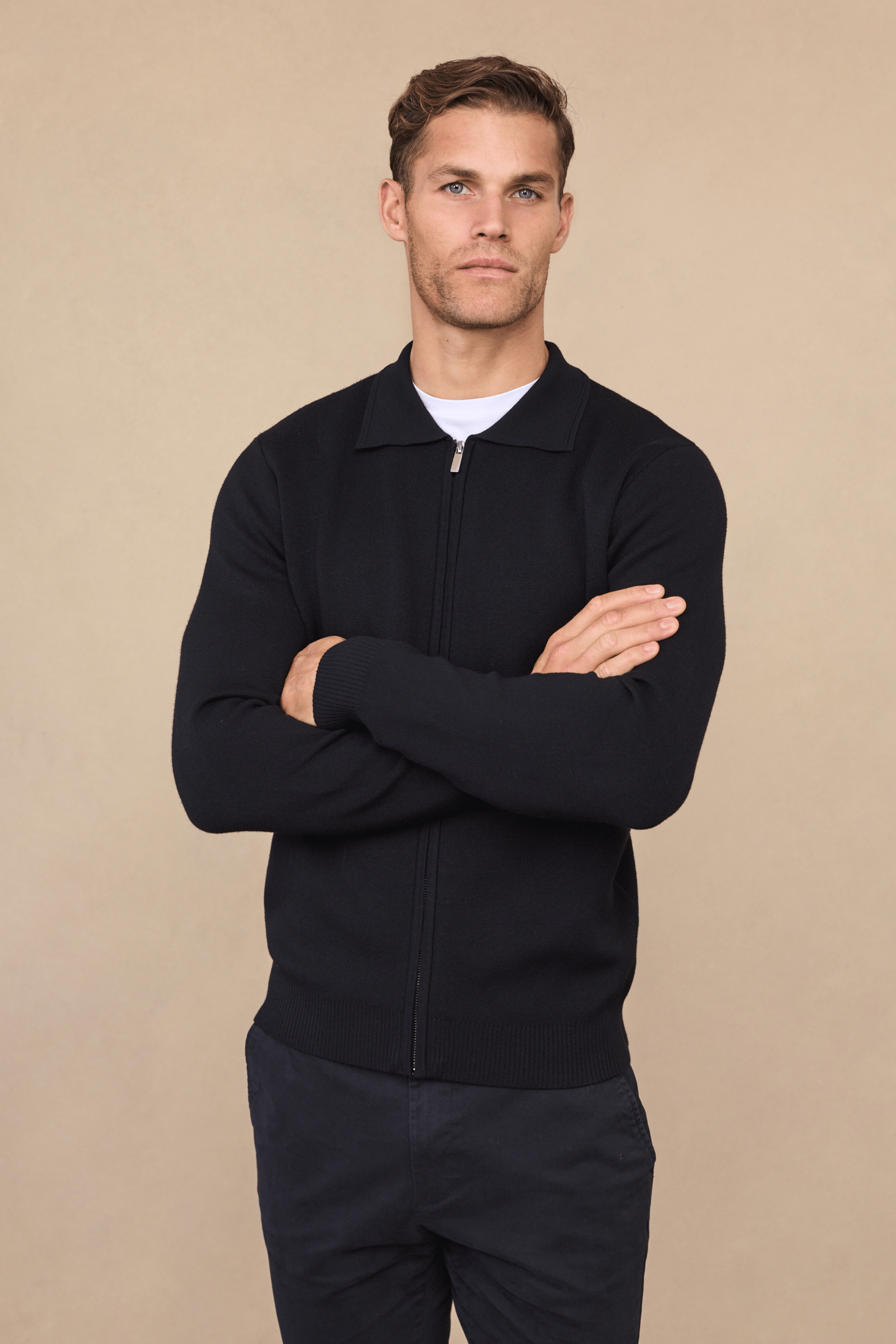 Arlo gebreide jas met ritssluiting - zwart 