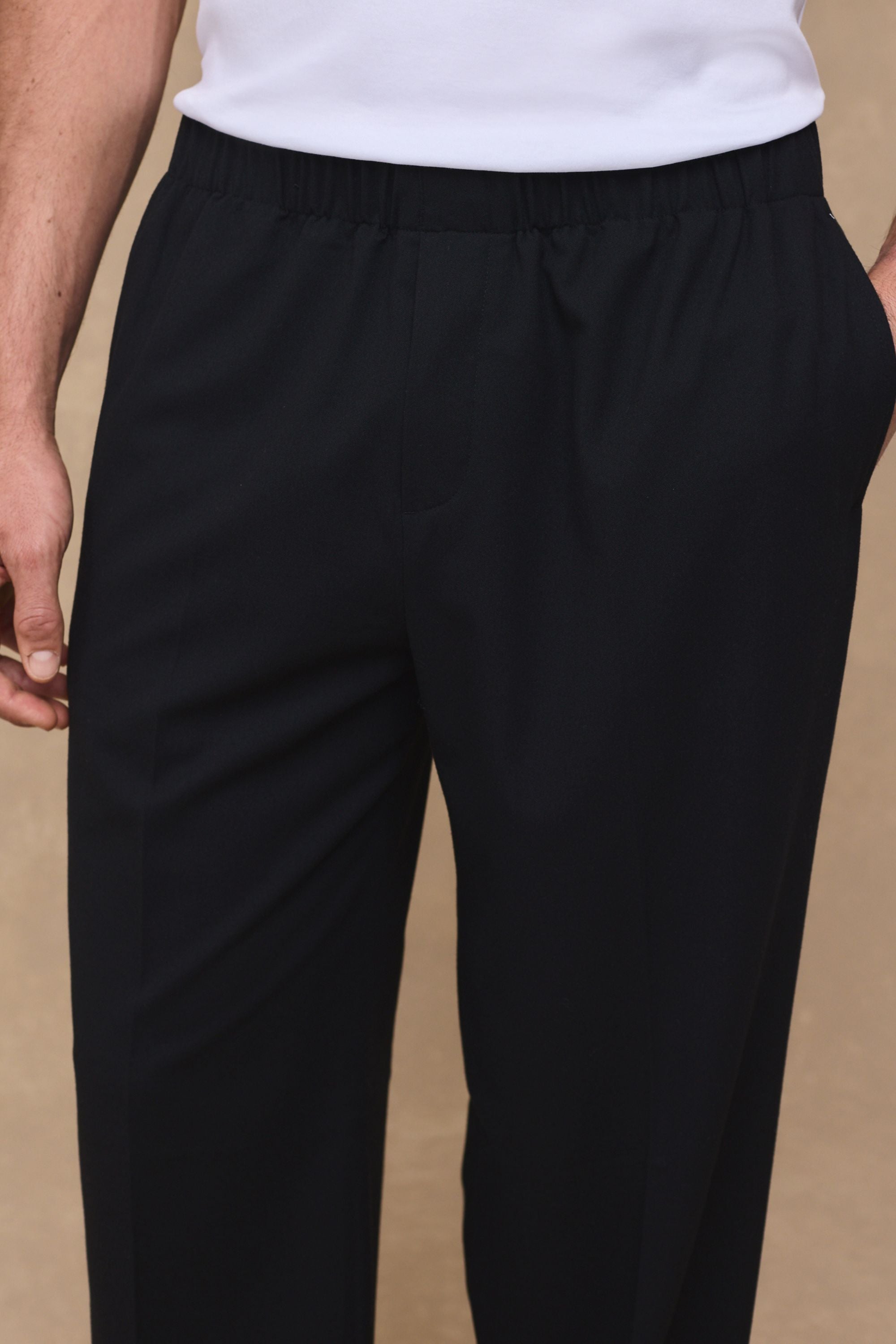 Johan Elasticated Waist Relaxed Fit Trouser - Black