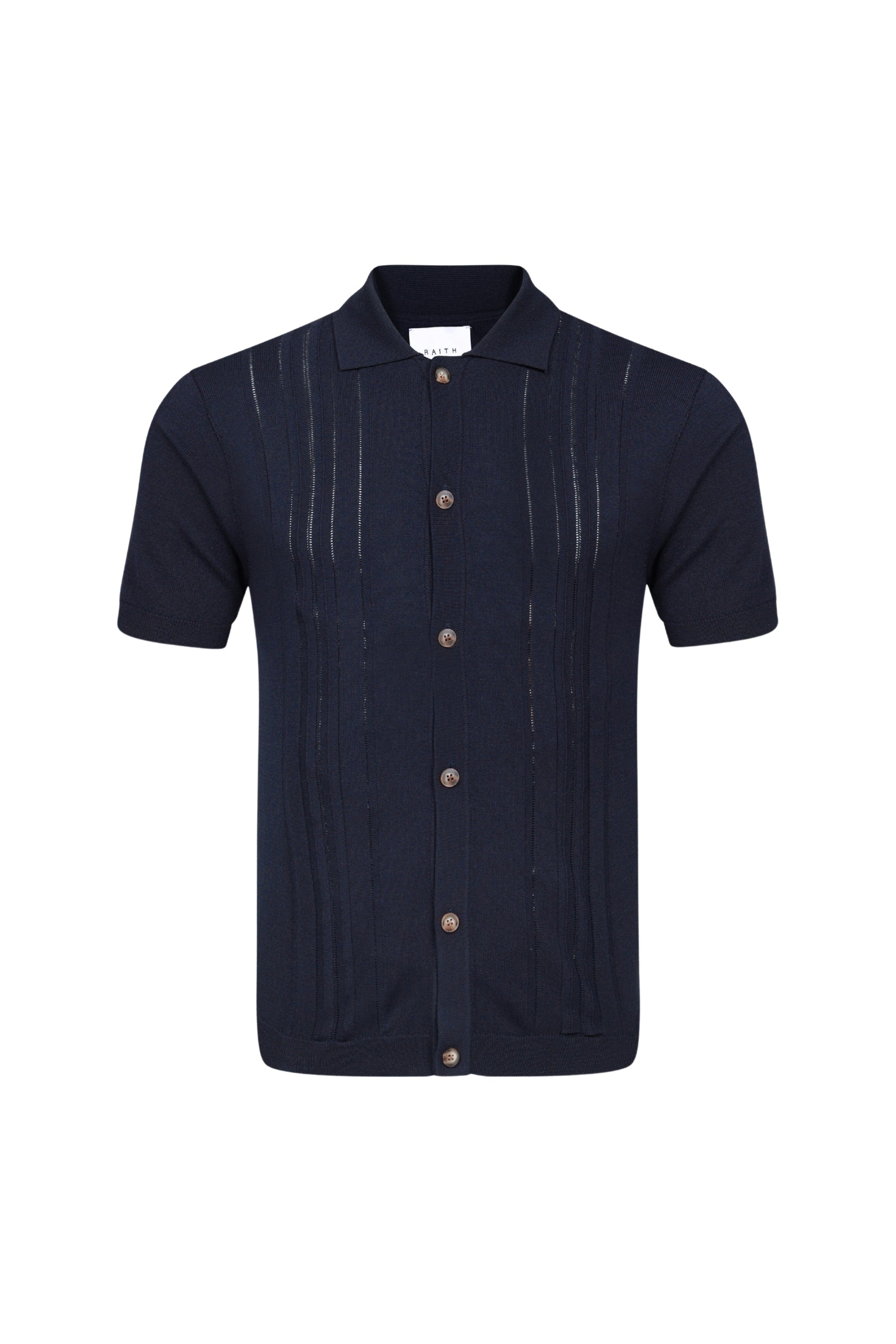 Juan Button Thru Boucle Knit Striped Polo - Navy