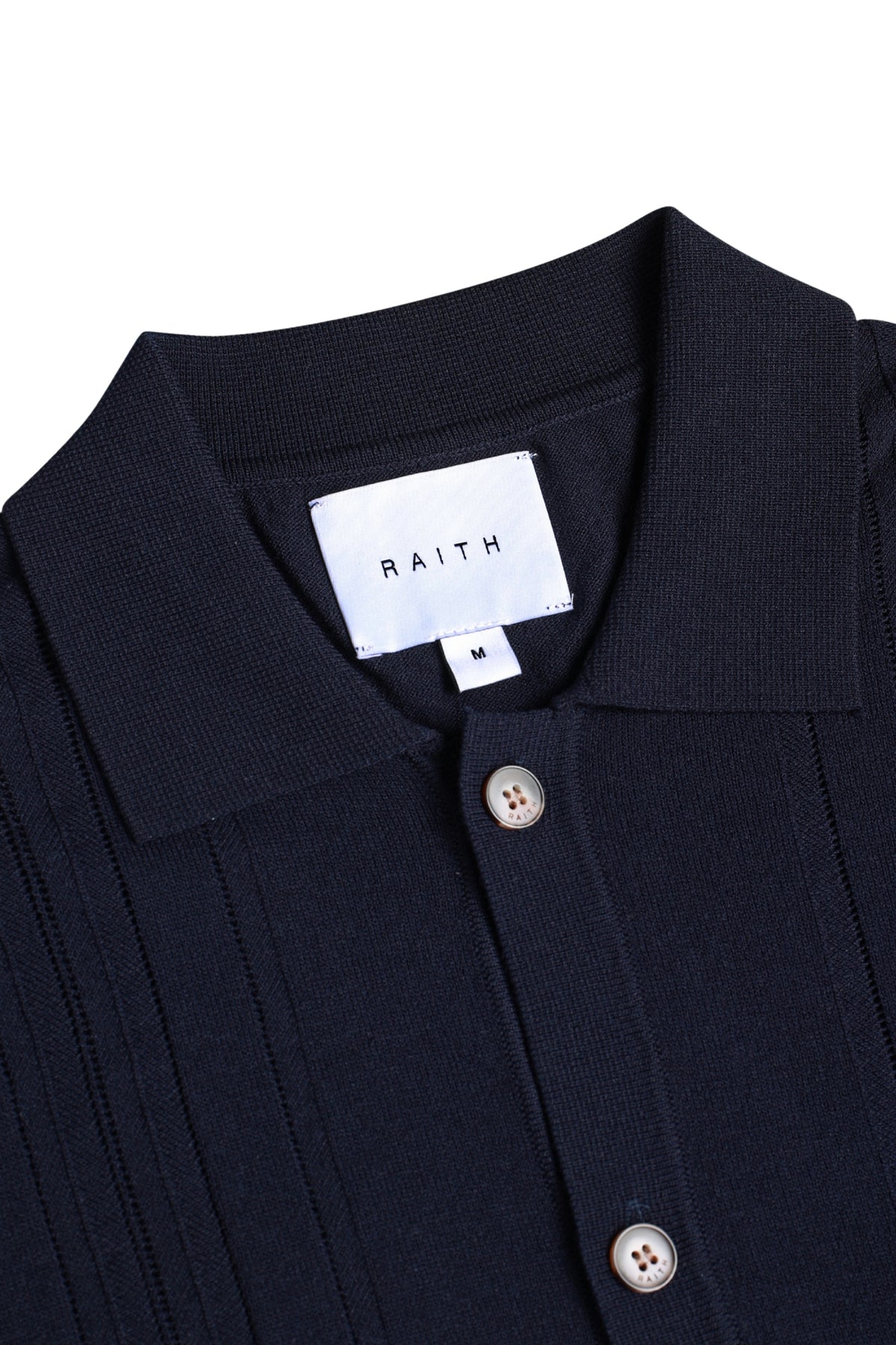 Juan Button Through Boucle Knit Striped Polo - Navy