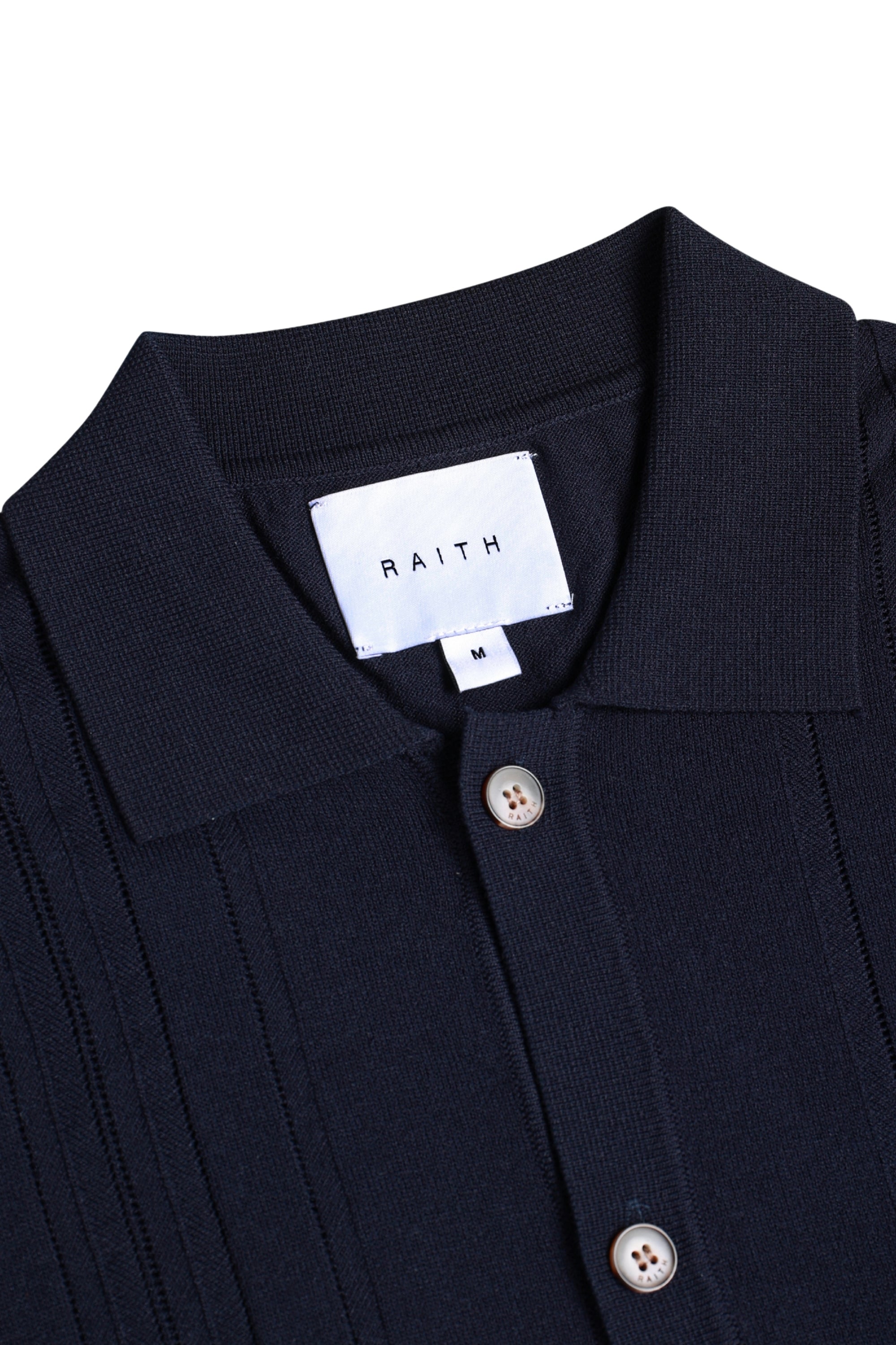 Juan Button Thru Boucle Knit Striped Polo - Navy