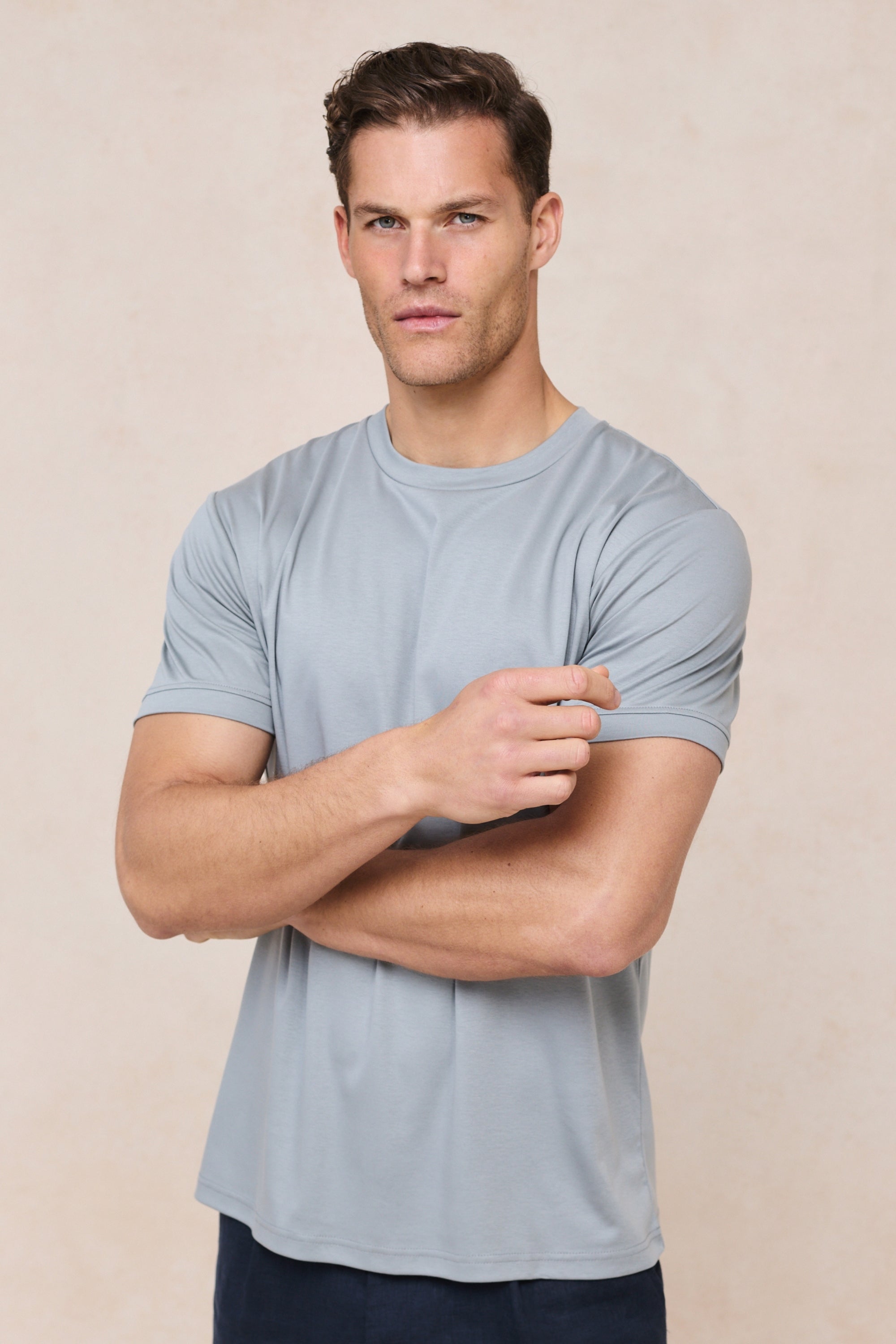 Luxe Mercerised T-Shirt - Light Pewter Blue