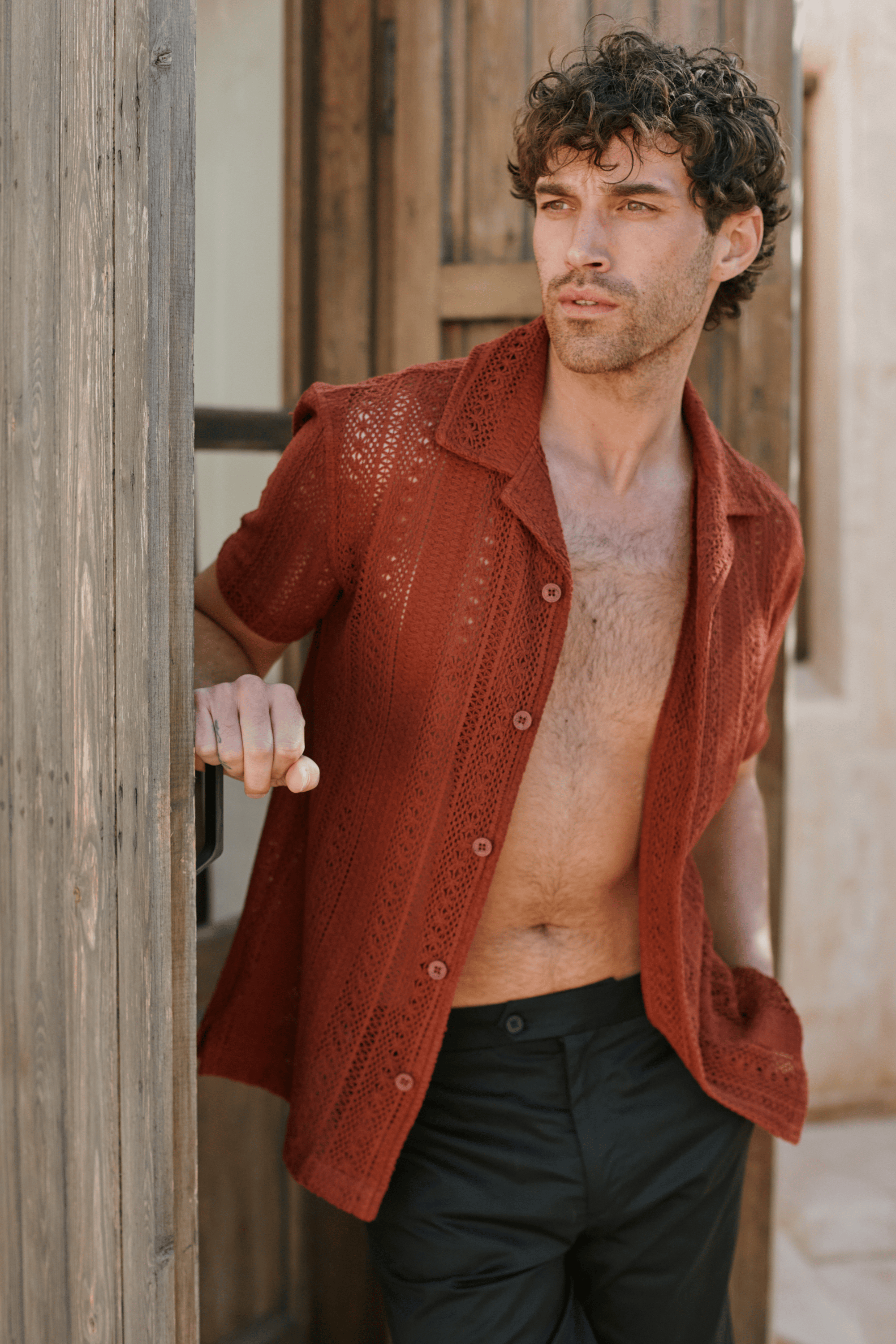 Solle Crochet Shirt - Rust