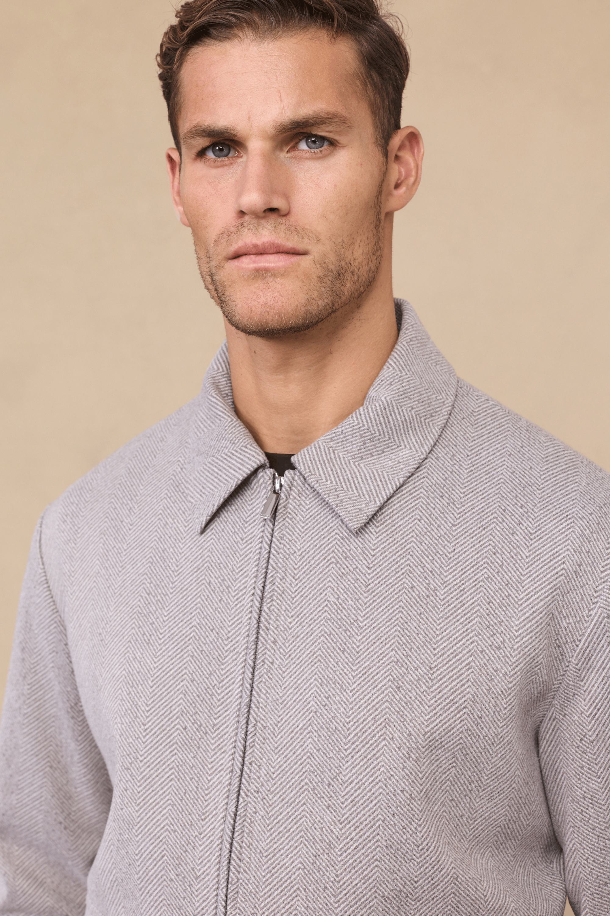 Nero Herringbone Patch Pocket Jacket - Neutral