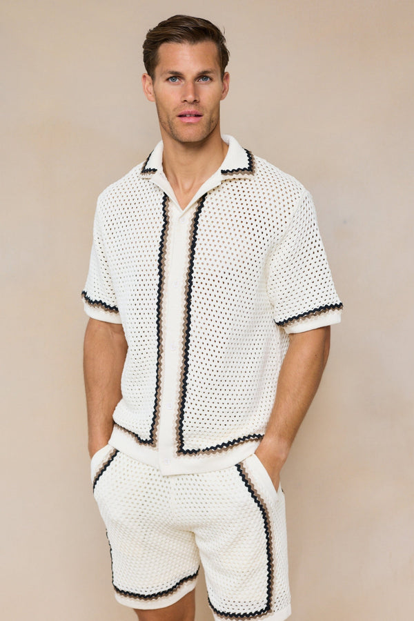 Marconi Gehaakt Gebreid Overhemd - Ecru