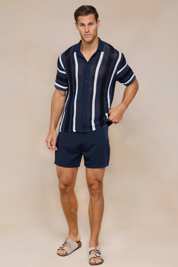 Dell'Amore gehaakt gebreid shirt - Marineblauw