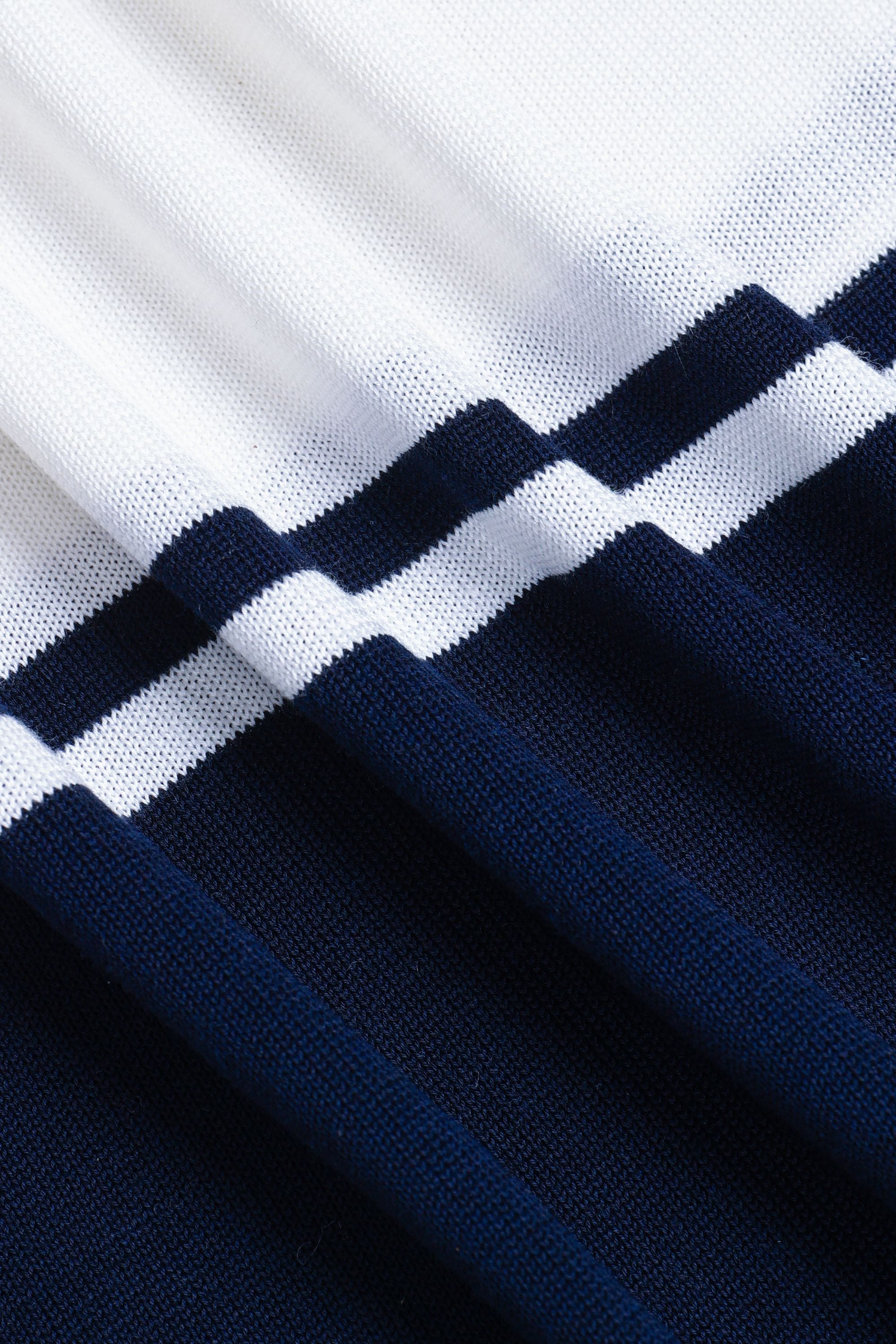 Riera Colour Block gebreid T-shirt met ronde hals - Marineblauw/Ecru 