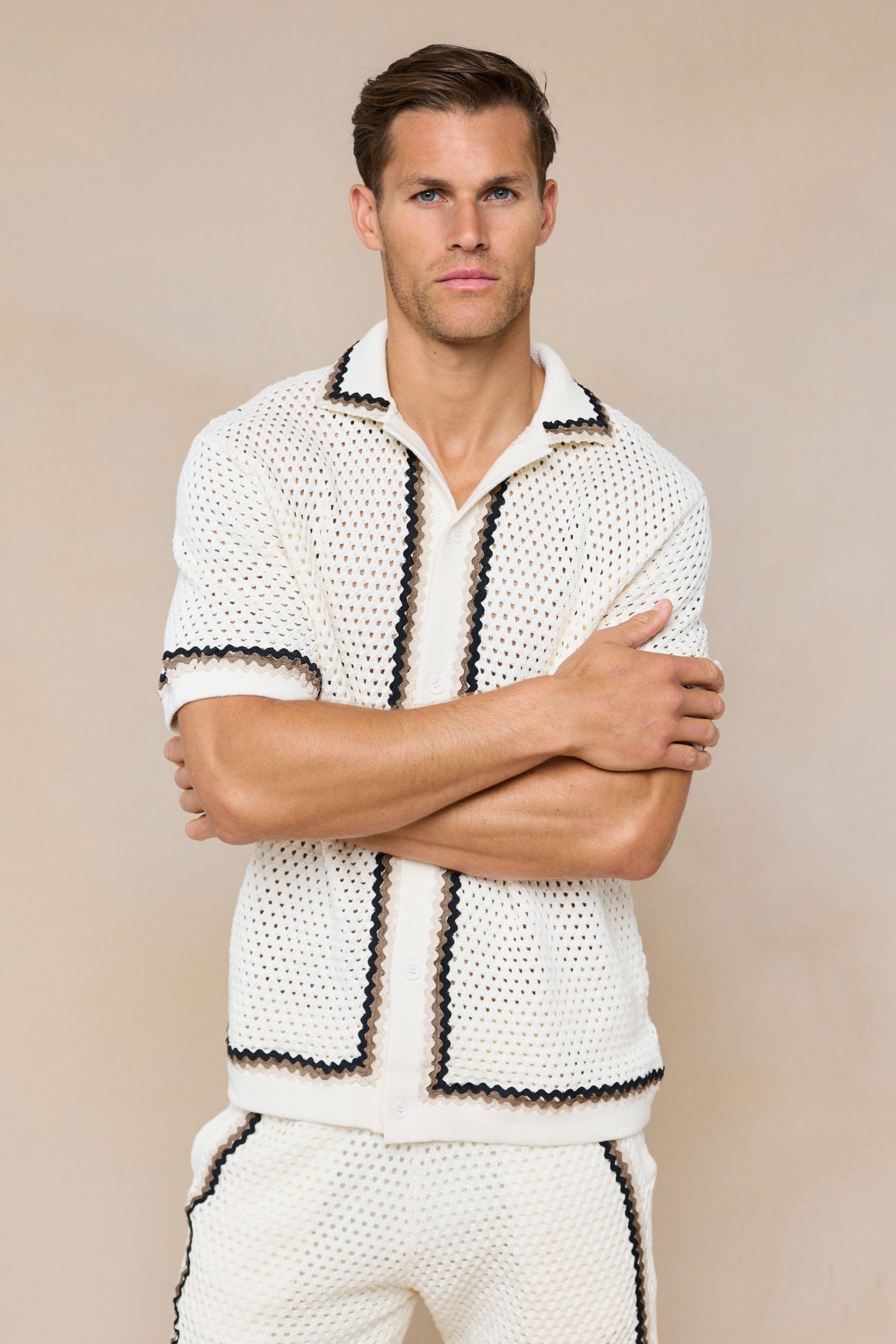 Marconi Gehaakt Gebreid Overhemd - Ecru