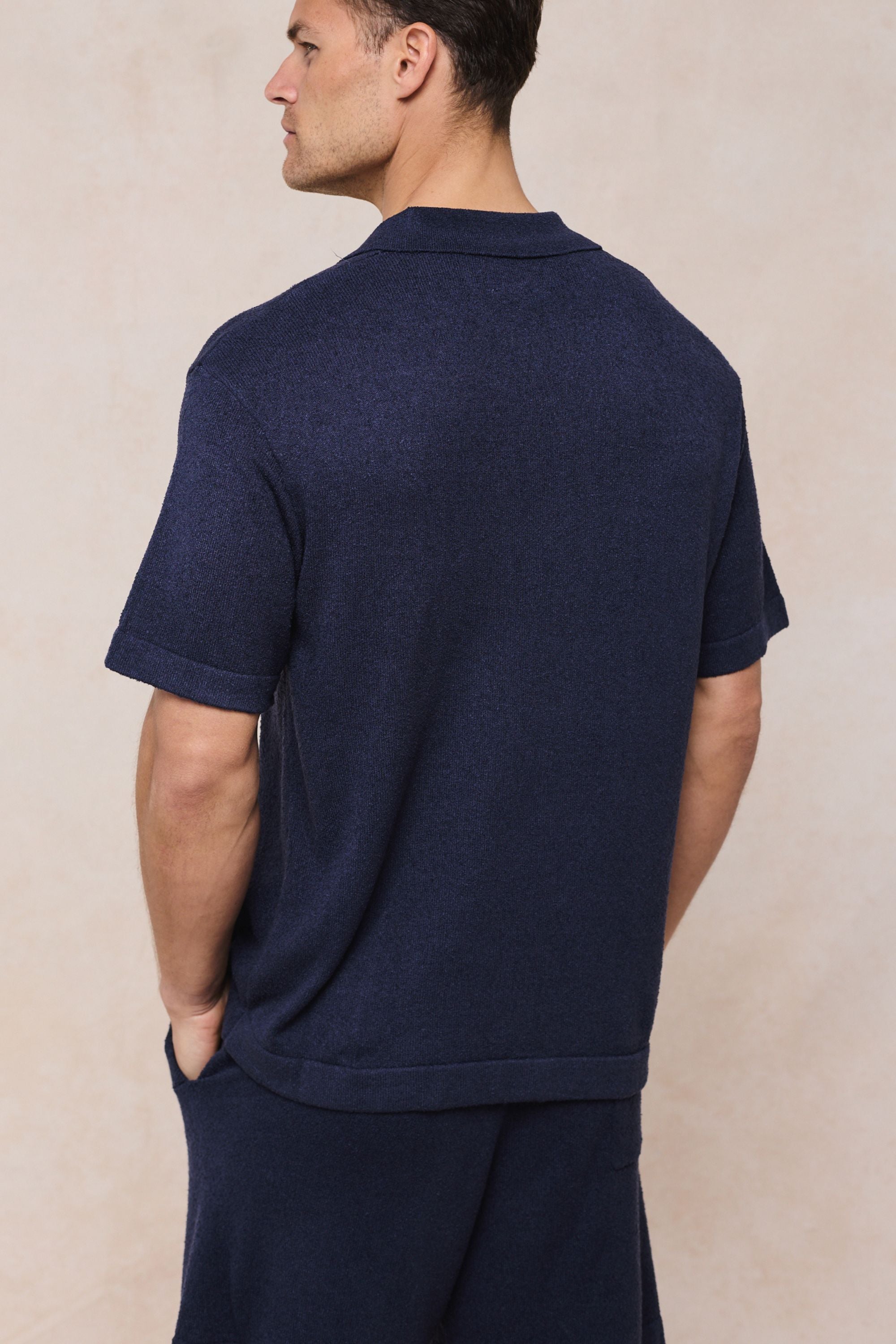 Miguel Boucle Polo Shirt - Navy