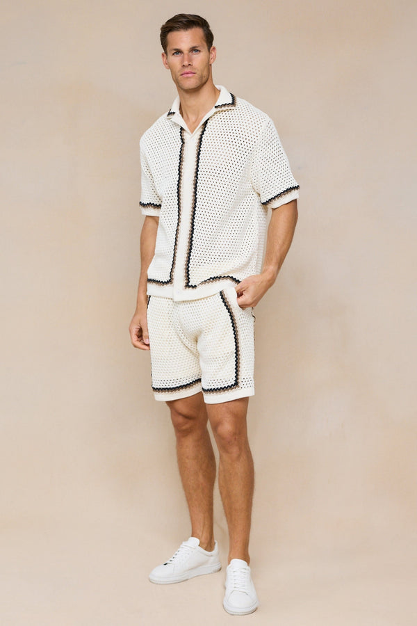 Marconi Gehaakt Gebreid Overhemd - Ecru