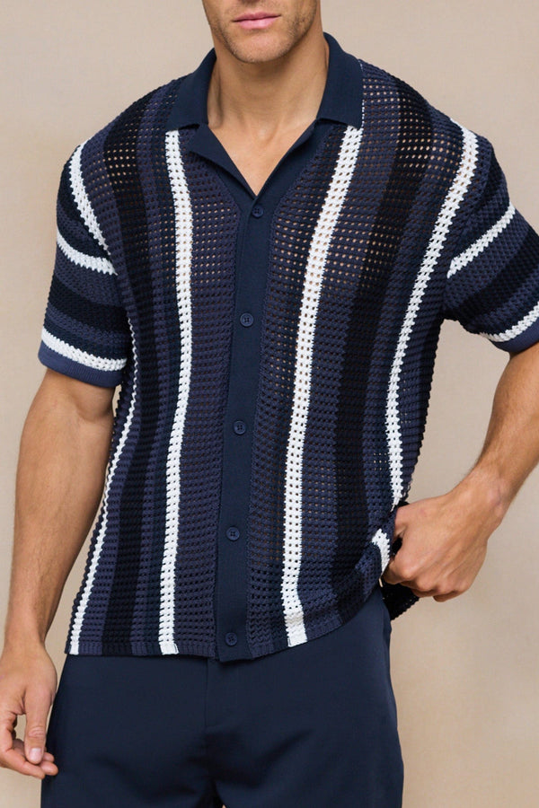 Dell'Amore gehaakt gebreid shirt - Marineblauw