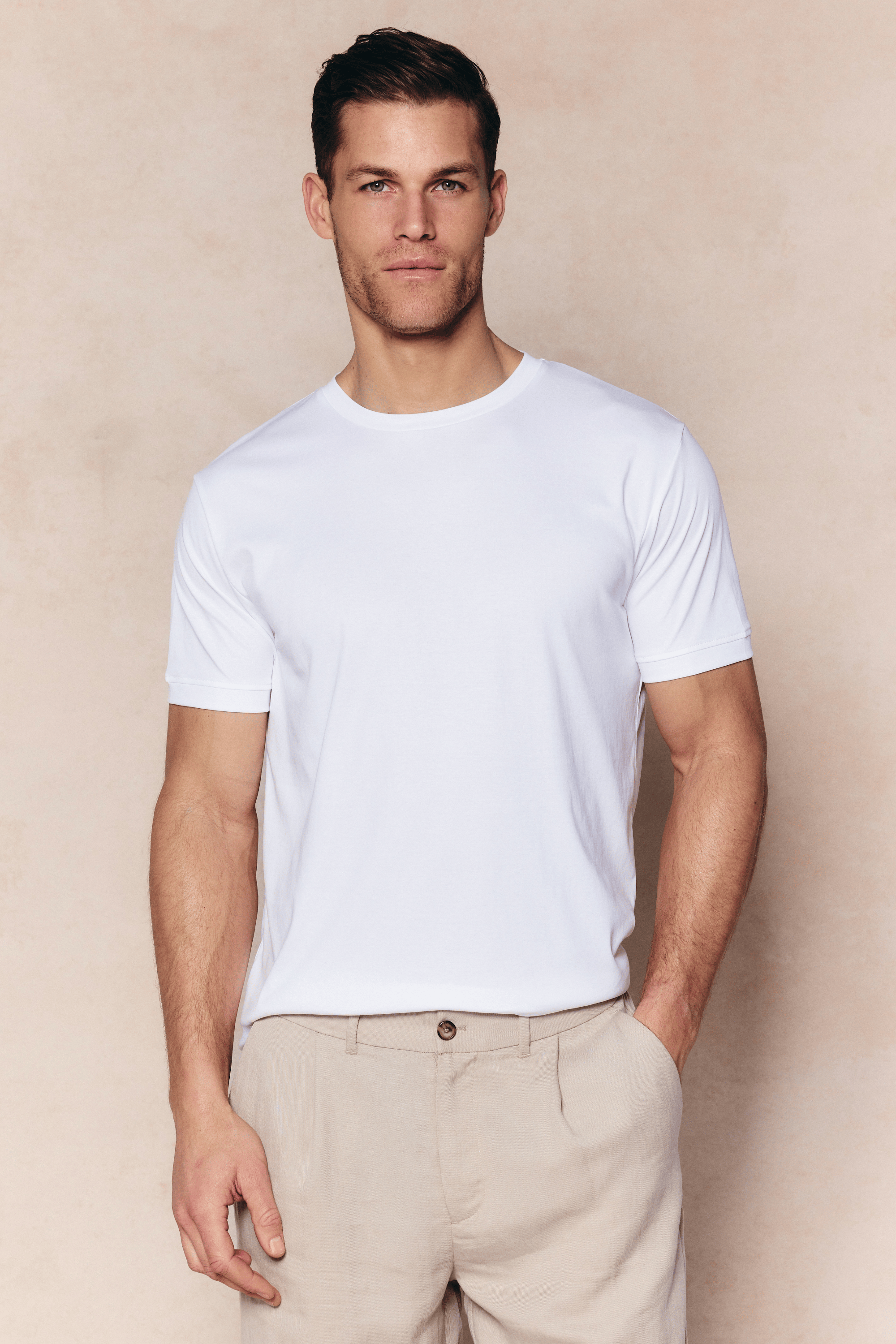 Luxe gemerceriseerd T-shirt - Wit