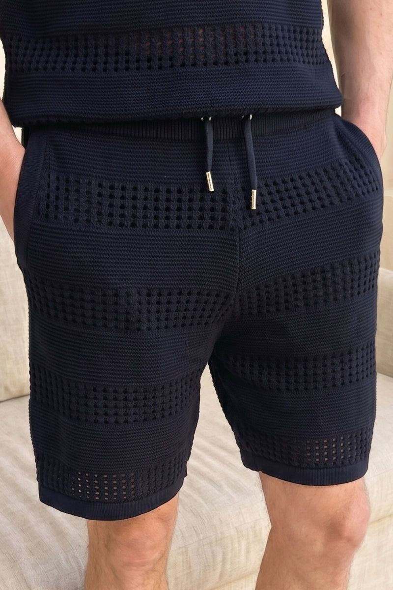 Frattina gehaakte korte broek - Marineblauw