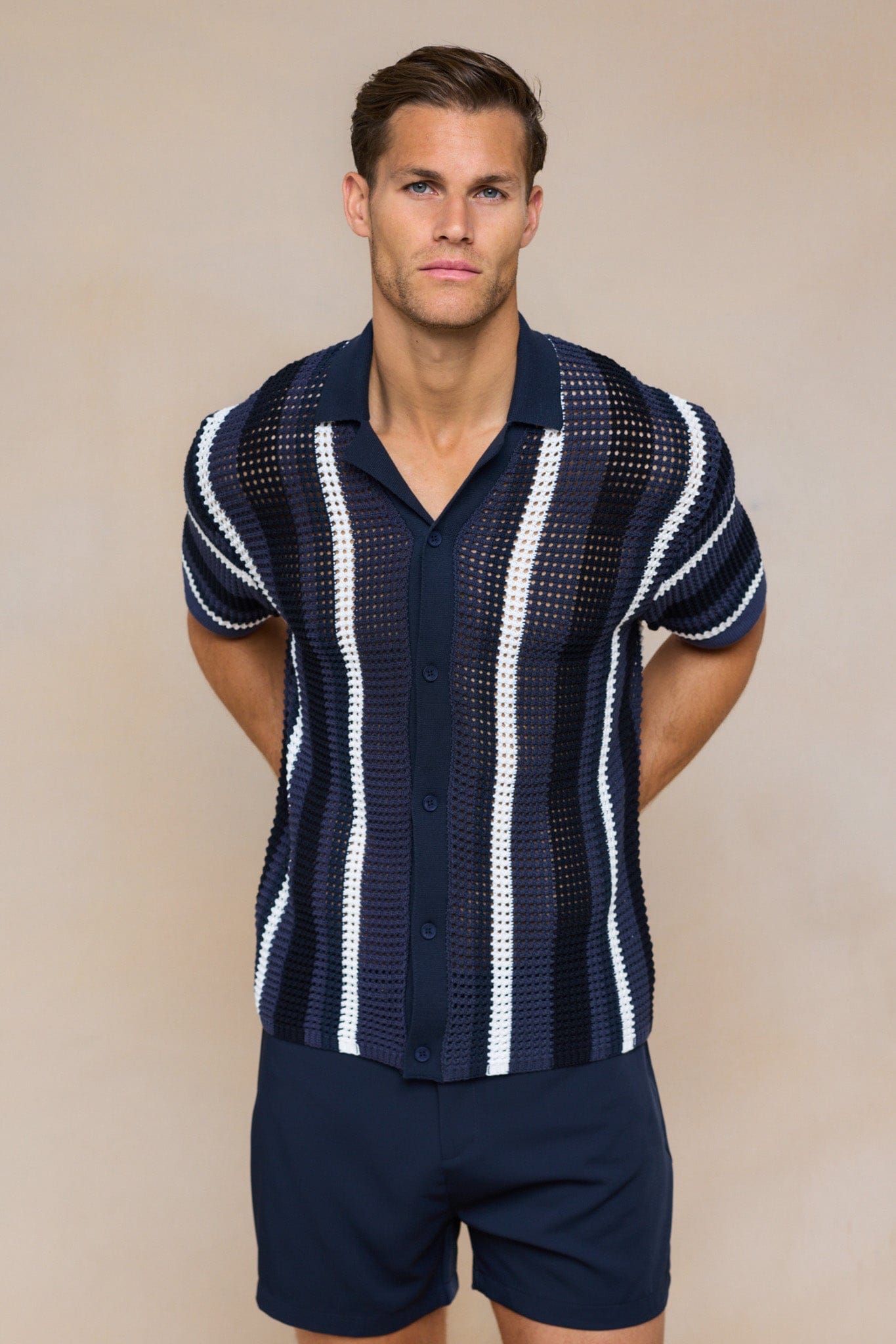 Dell'Amore gehaakt gebreid shirt - Marineblauw