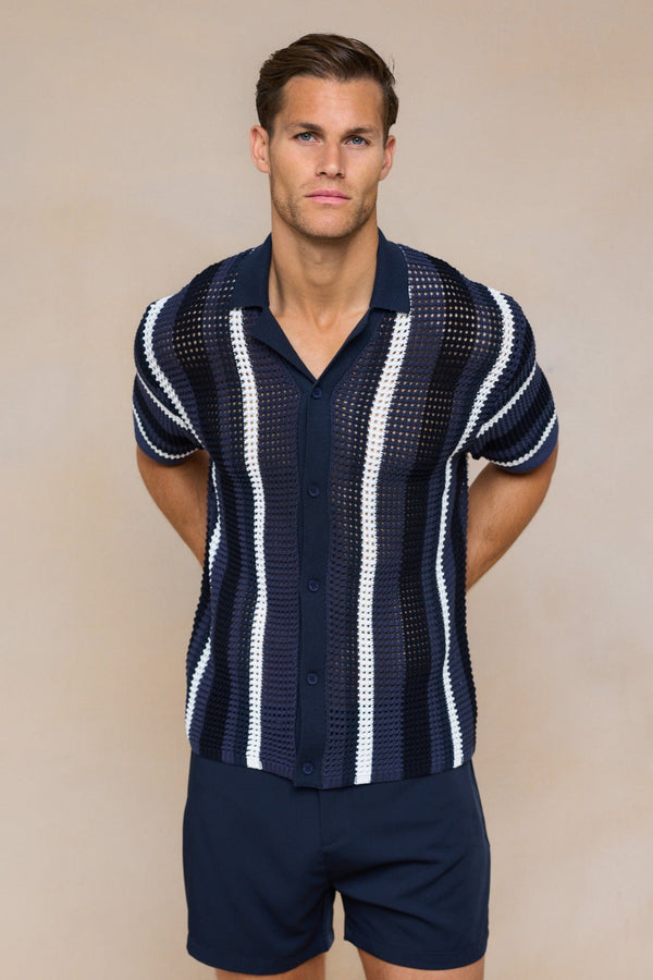 Dell'Amore gehaakt gebreid shirt - Marineblauw