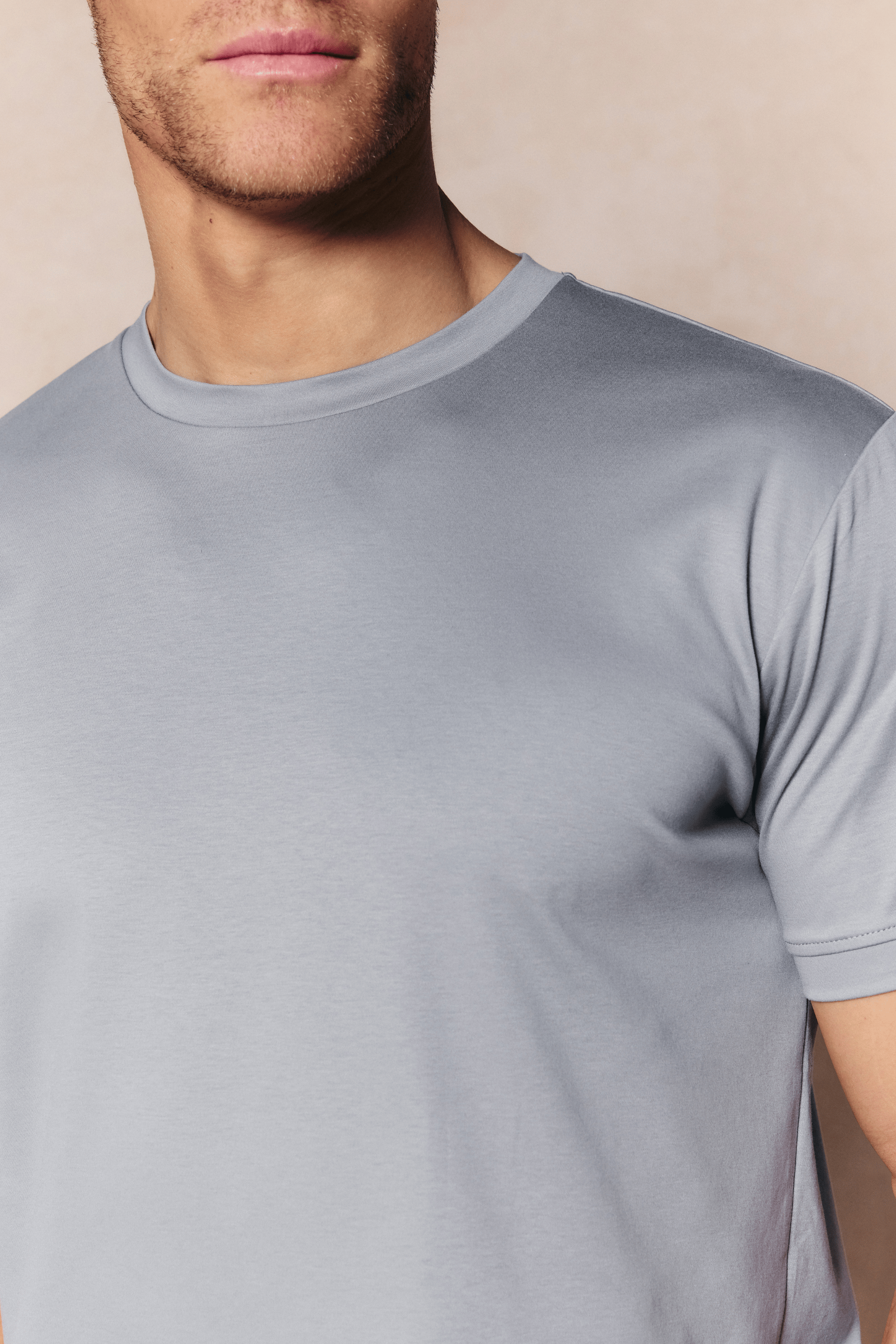 Luxe gemerceriseerd T-shirt - Licht tinblauw
