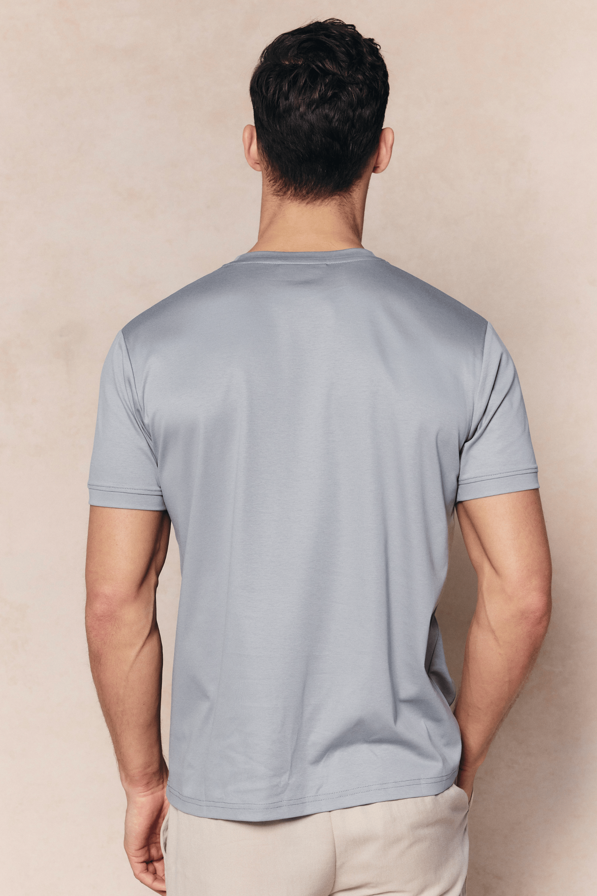 Luxe gemerceriseerd T-shirt - Licht tinblauw