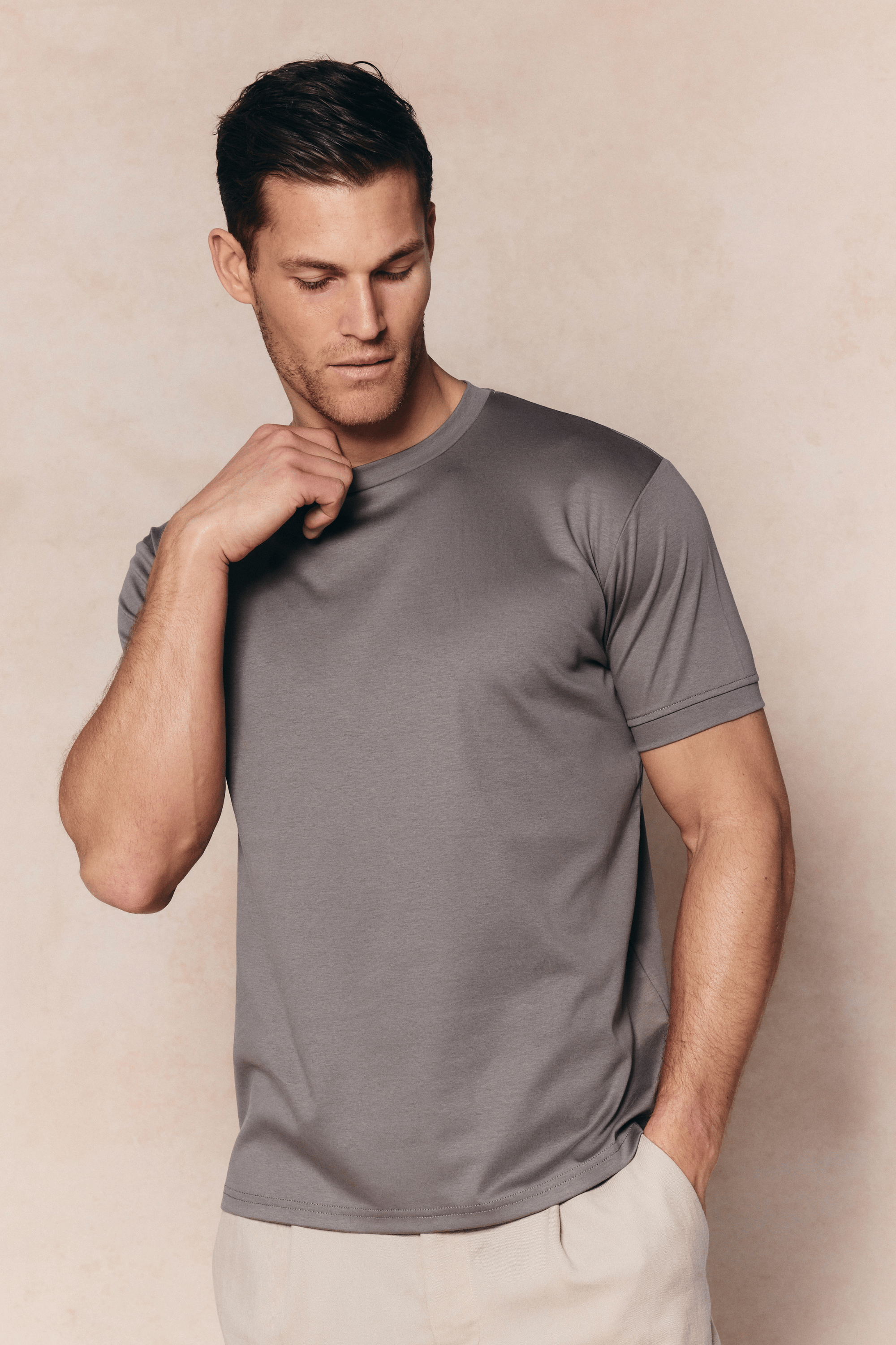 Luxe gemerceriseerd T-shirt - Paddestoel