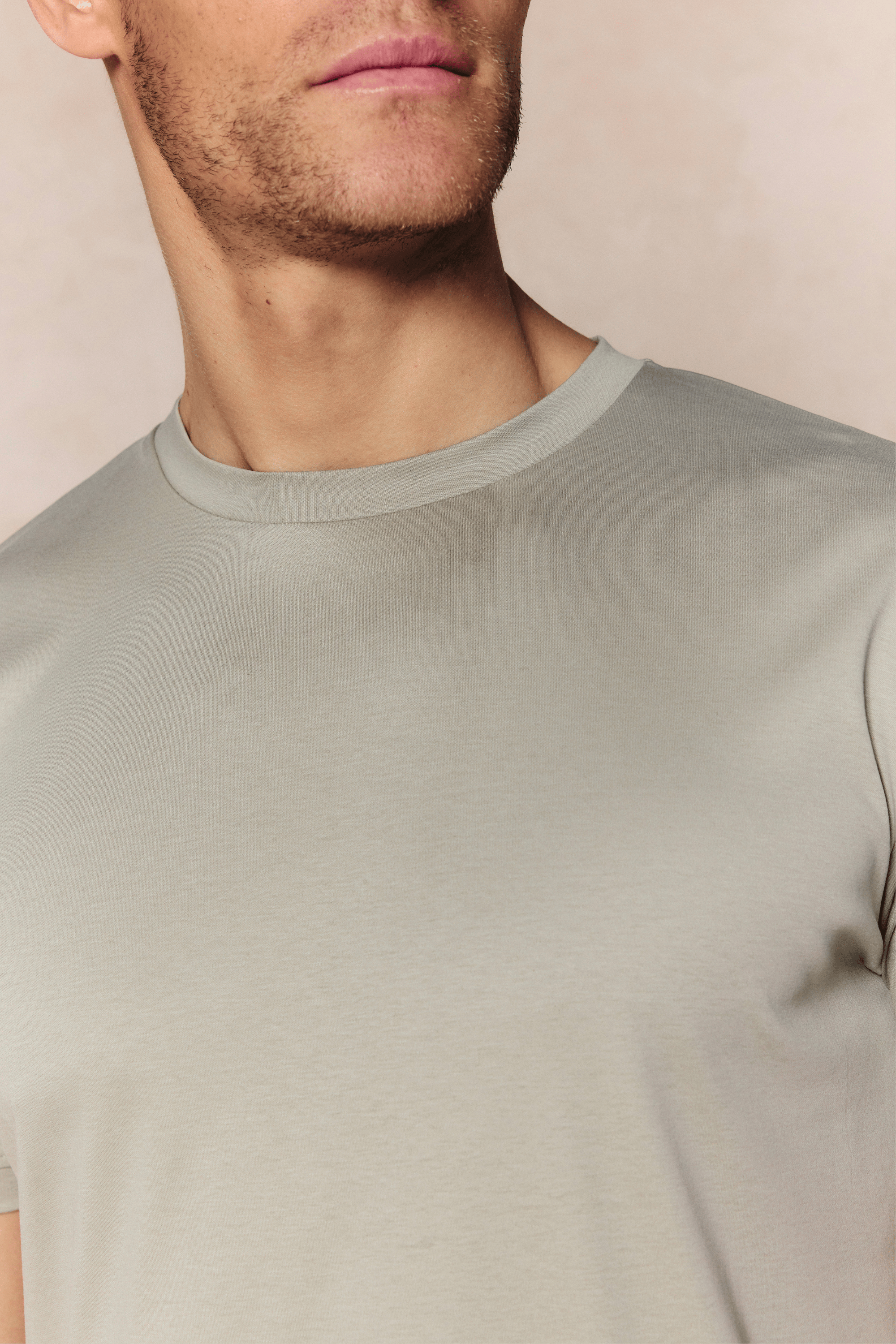 Luxe gemerceriseerd T-shirt - Licht saliegroen