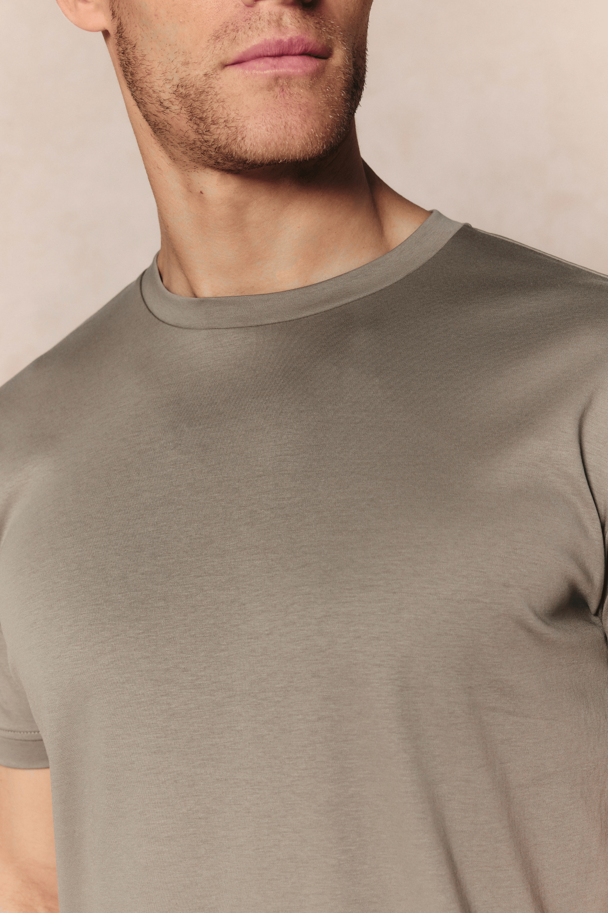 Luxe gemerceriseerd T-shirt - Donker saliegroen