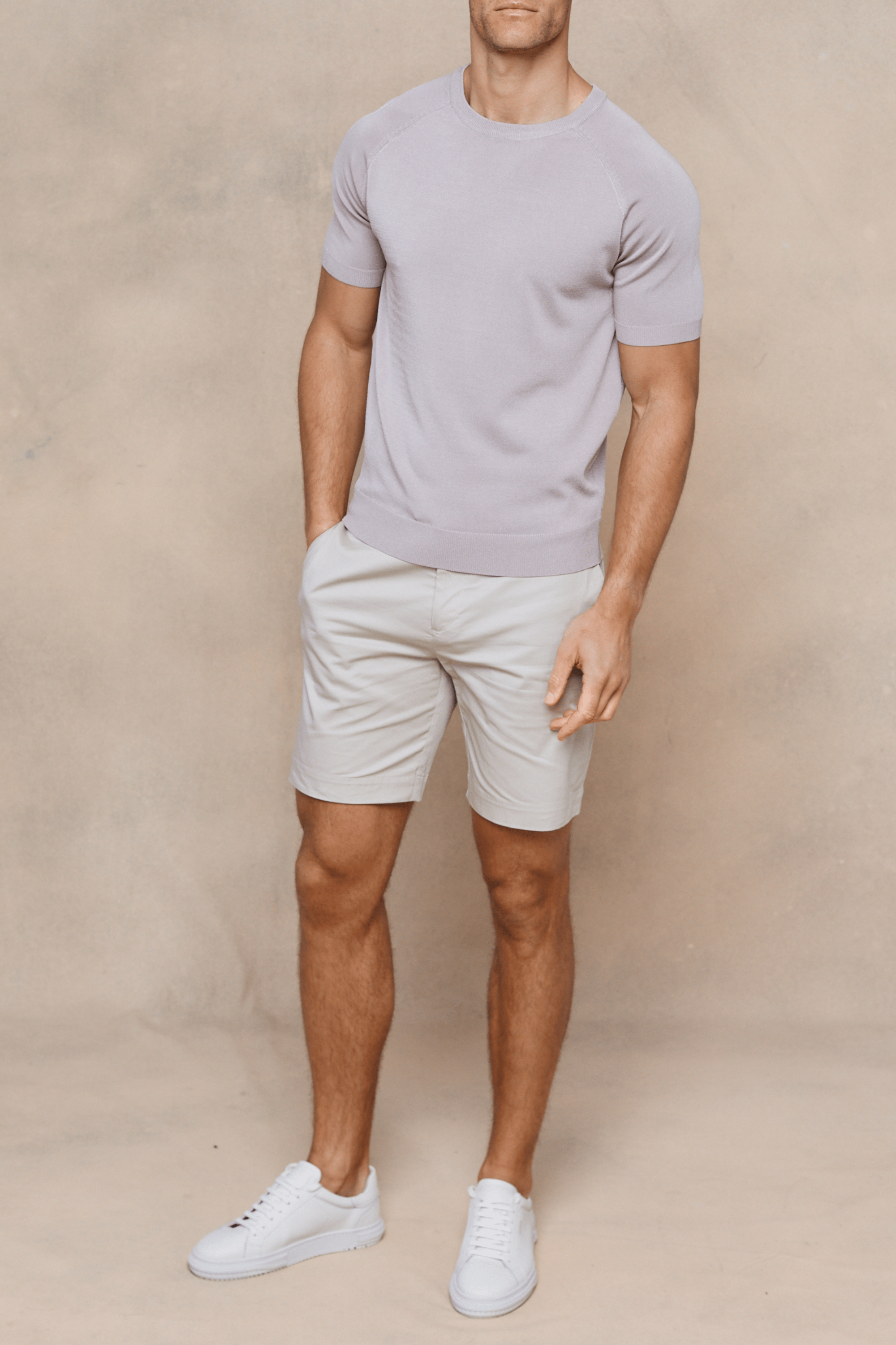 Riera gebreid T-shirt met ronde hals - Warmgrijs