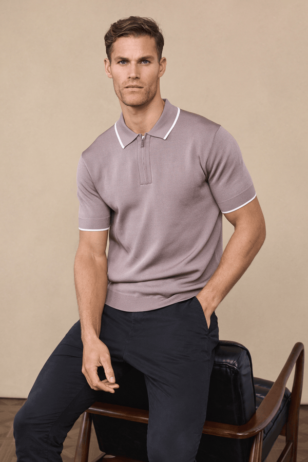 Henry Zip Polo - Taupe