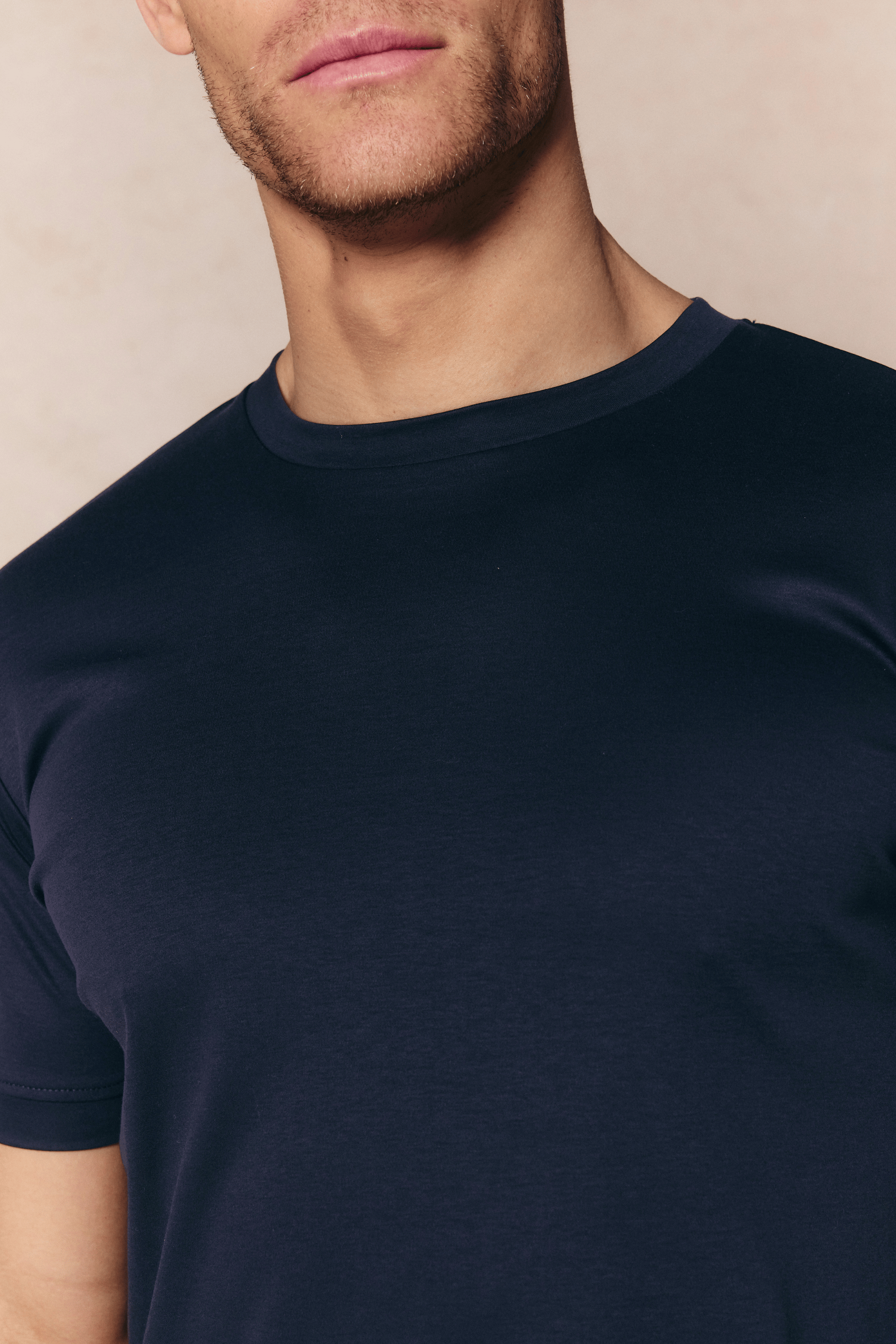 Luxe gemerceriseerd T-shirt - Marineblauw